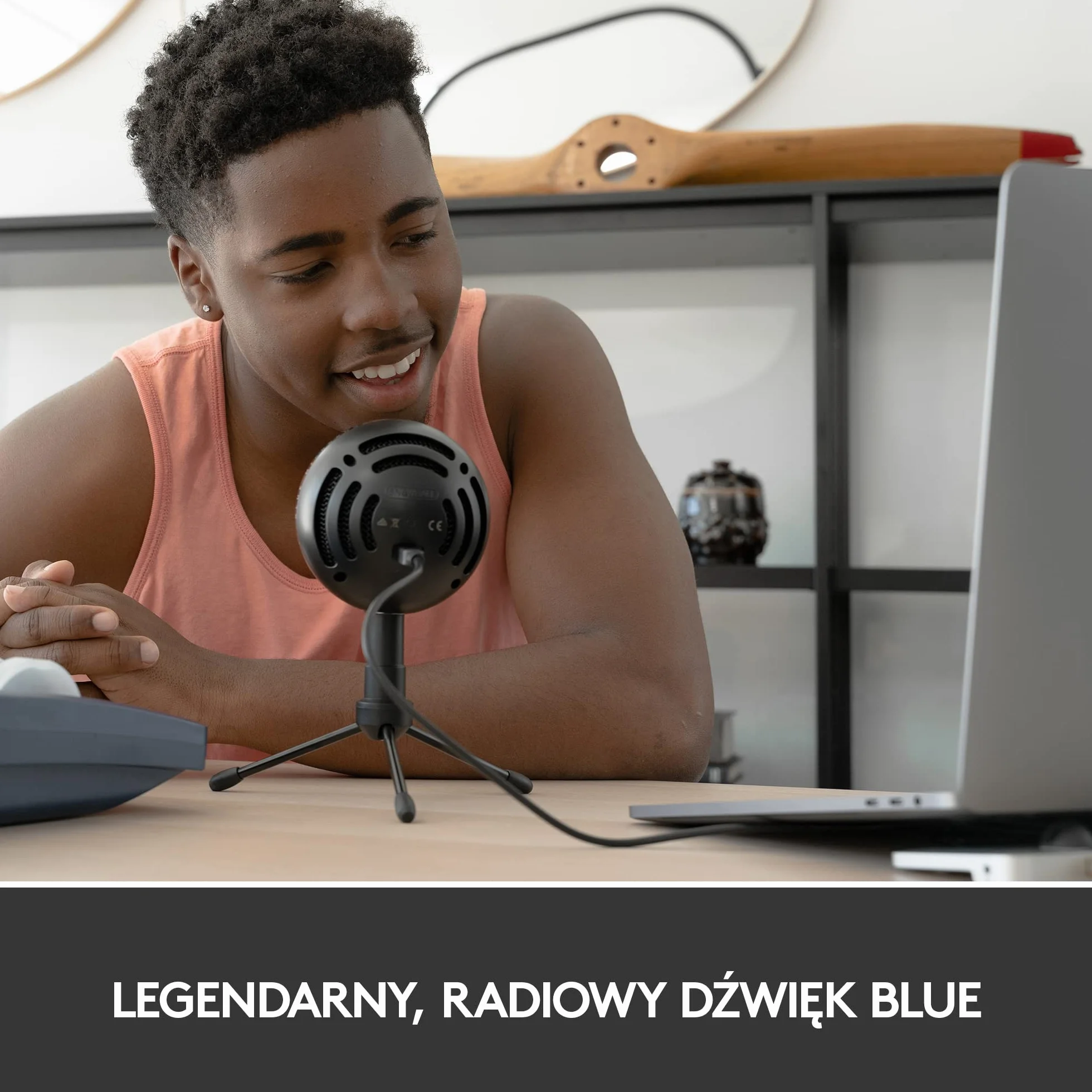 Blue Snowball Mikrofon USB do PC, Maca, Gamingu, Nagrywania, Streamingu, Podcasów, Kardioidalny, Dookólny Mikrofon Pojemnościowy, Stylowy Design Retro - Czarny
