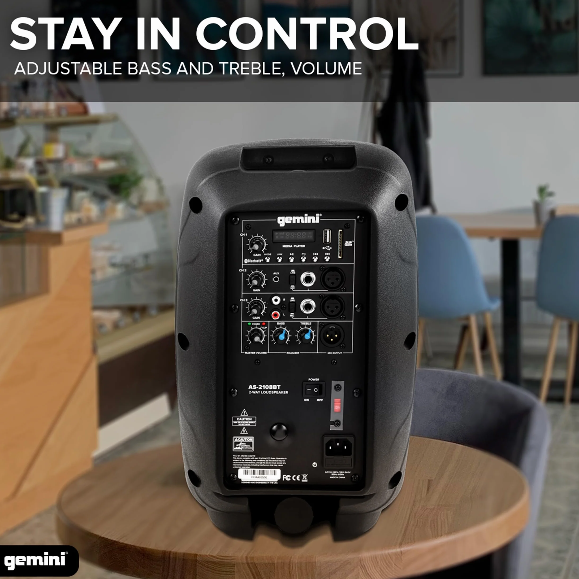 Gemini Sound AS-2108BT Active Bluetooth PA System 500W DJ Głośniki Woofer TWS