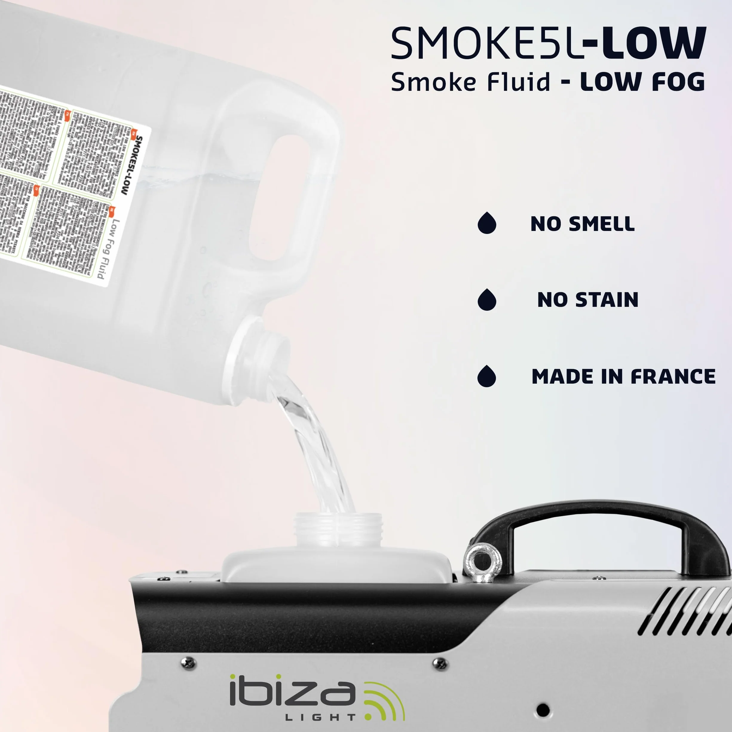 Ibiza - SMOKE5L-LOW - Płyn do maszyn do dymu LOW na bazie wody - Pozostaje na ziemi - 5 litrów