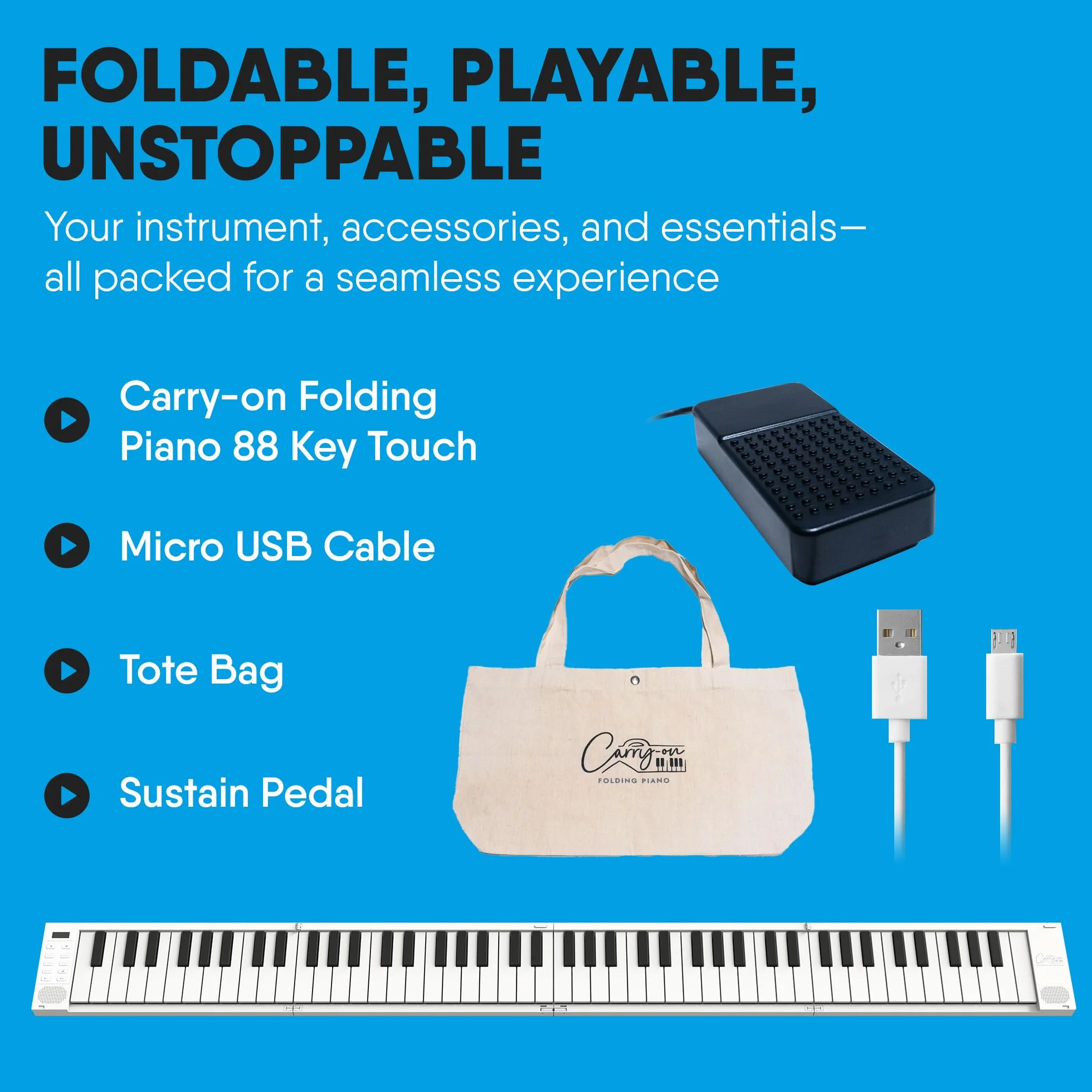 Blackstar Carry-On Keyboard 88 klawiszy Czarny/Biały