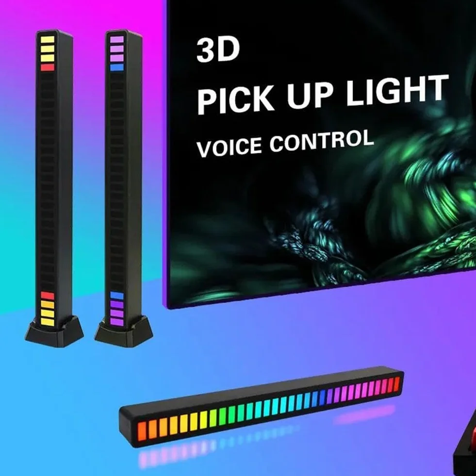 Inteligentne światła RGB, LED, 3D, dwustronna lampa otoczenia, aplikacja, rytm dźwięku, do gier, dekoracja do telewizora, muzyki, odbiór dźwięku, światła dźwiękowe, aktywowana muzyka, impreza, dźwięk,