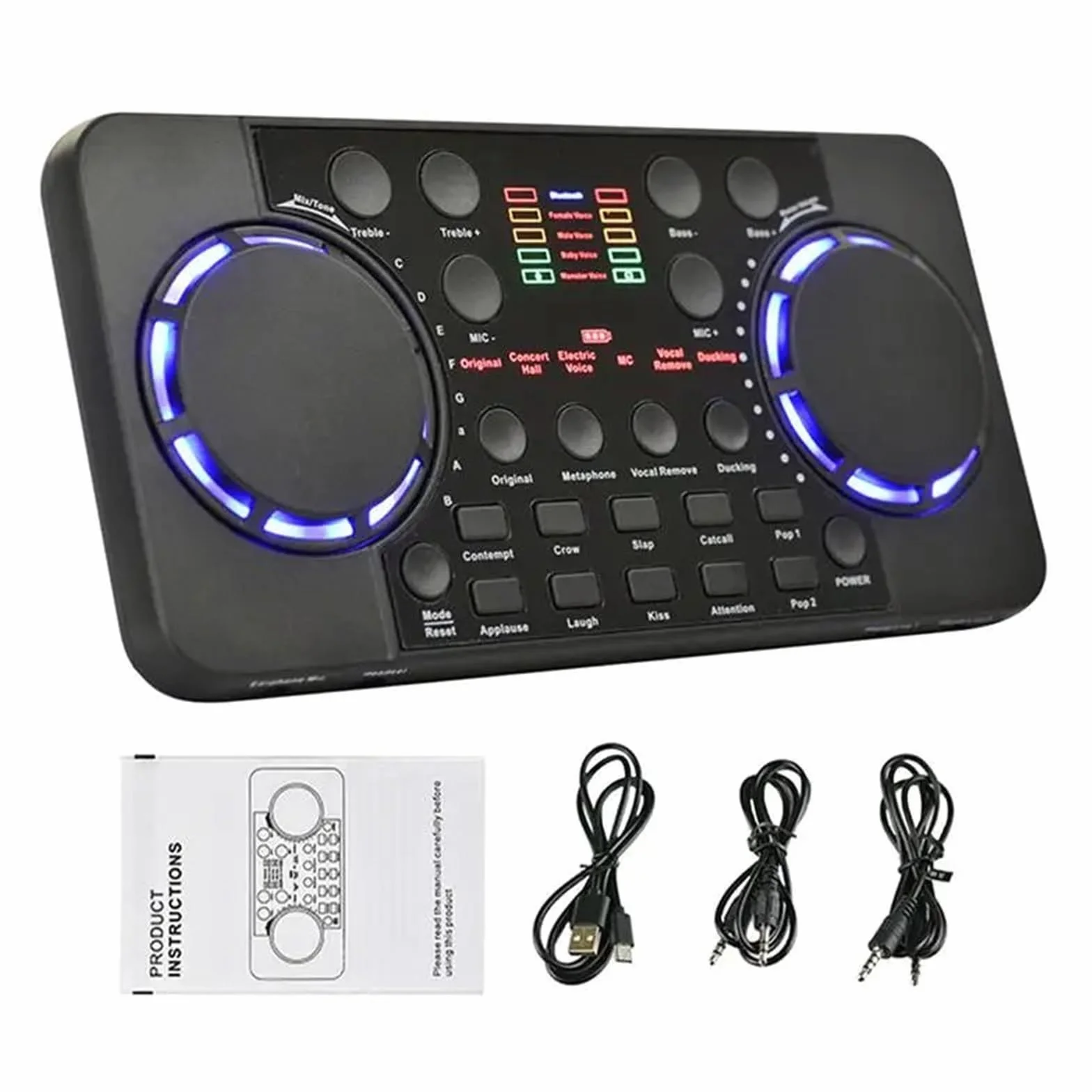 Mini Audio Kontroler DJ-ski Mikser Audio Karta Dźwiękowa Przenośna Płyta DJ 16 Efekty Cyfrowe Nagrywanie USB