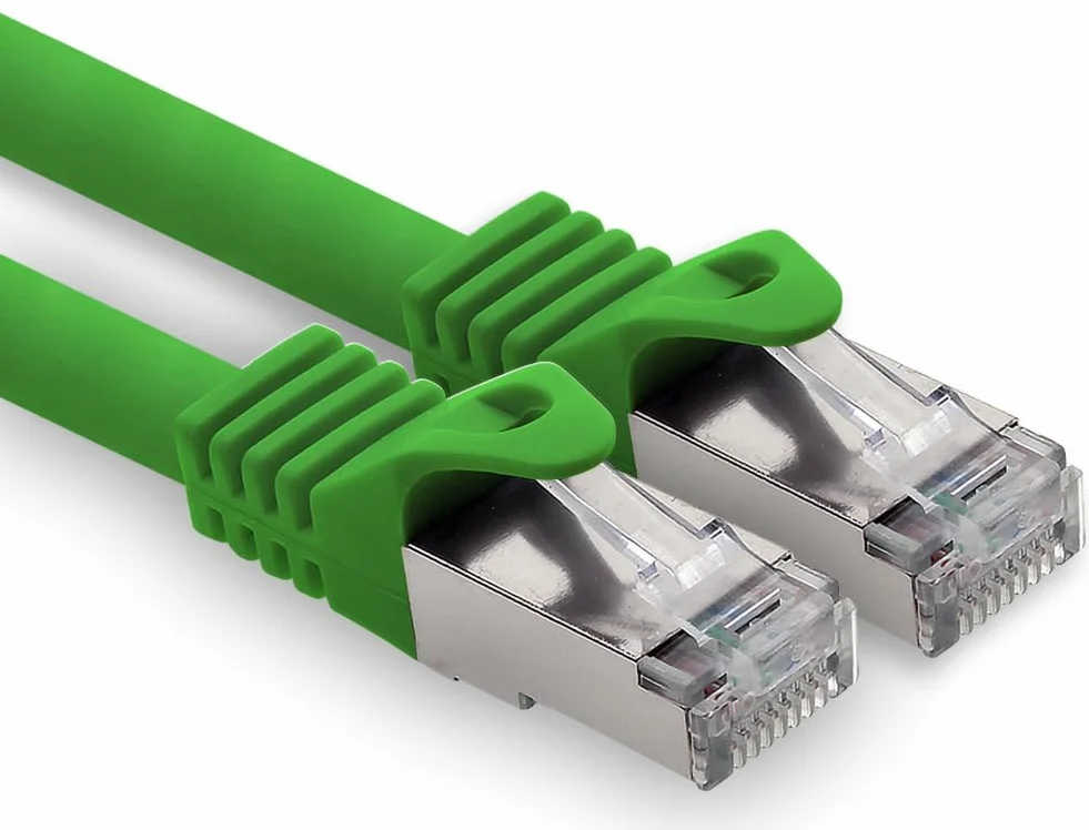 Kabel LAN 0,25 m Cat7 zielony 1 x kabel sieciowy Ethernet RJ45 10 Gbit/s SFTP kabel krosowy do routera modemu przełącznika PC, laptopa, konsoli gamingowej