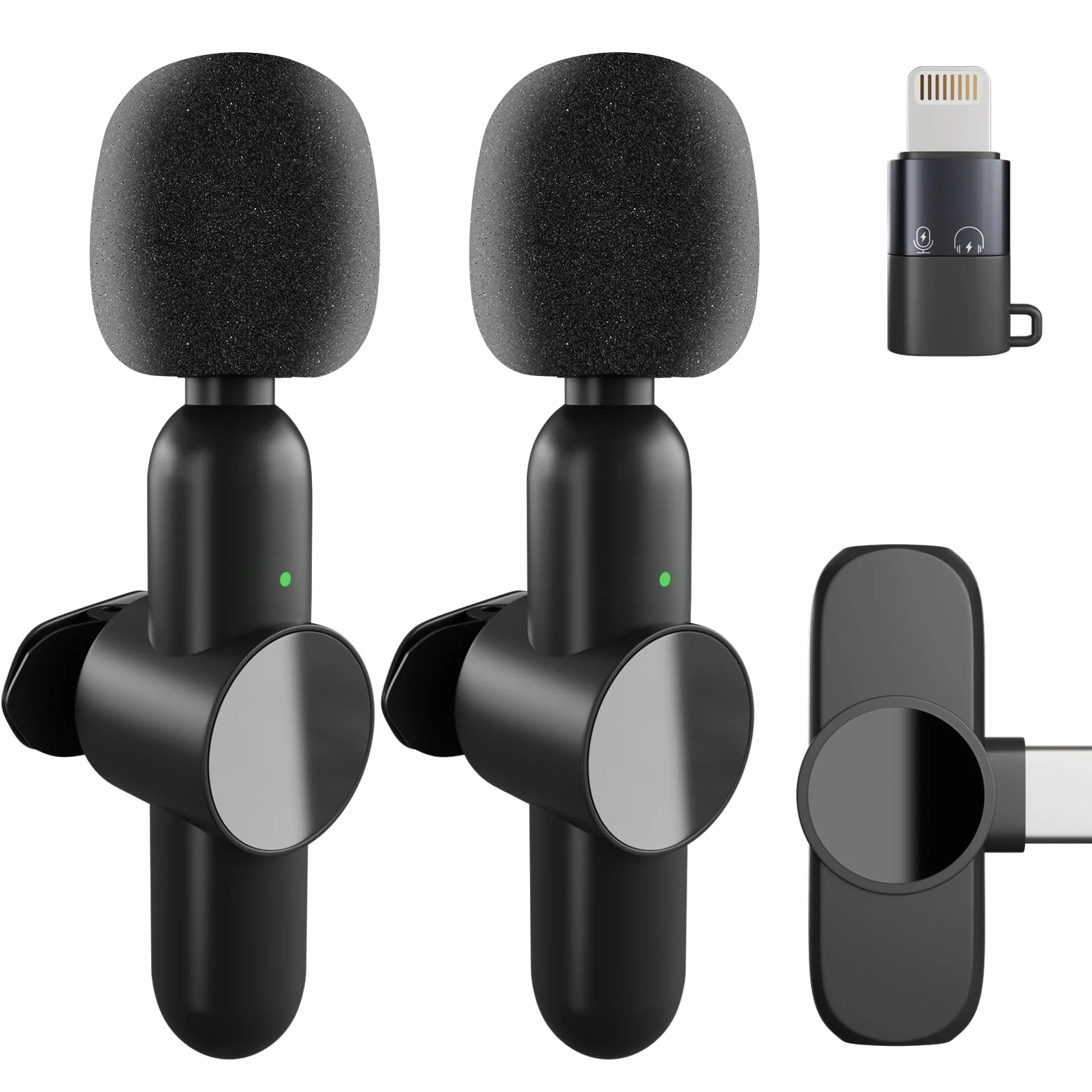 2 PCS Lavalier Microphone, Bezprzewodowy Mini Mikrofon, Przenośny Bezprzewodowy Mikrofon Klapowy do YouTube TikTok Live Streaming Vlog