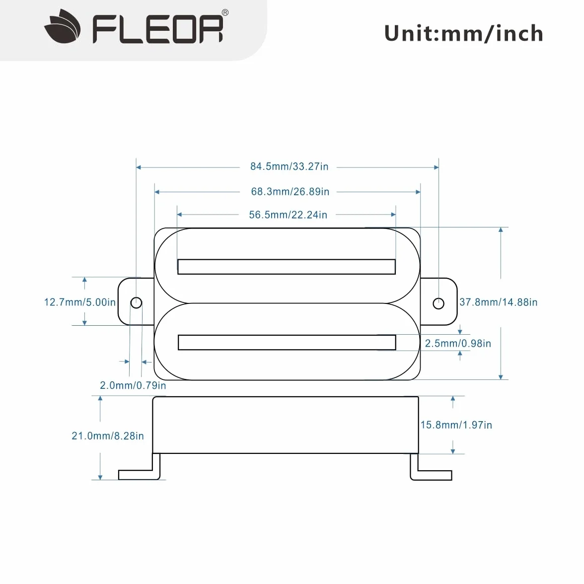 FLEOR High Output Pickup Dual Hot Rail Humbucker przetworniki 14-15K Bridge Pickup Ceramiczny przetwornik do gitary elektrycznej Humbucker, czarny