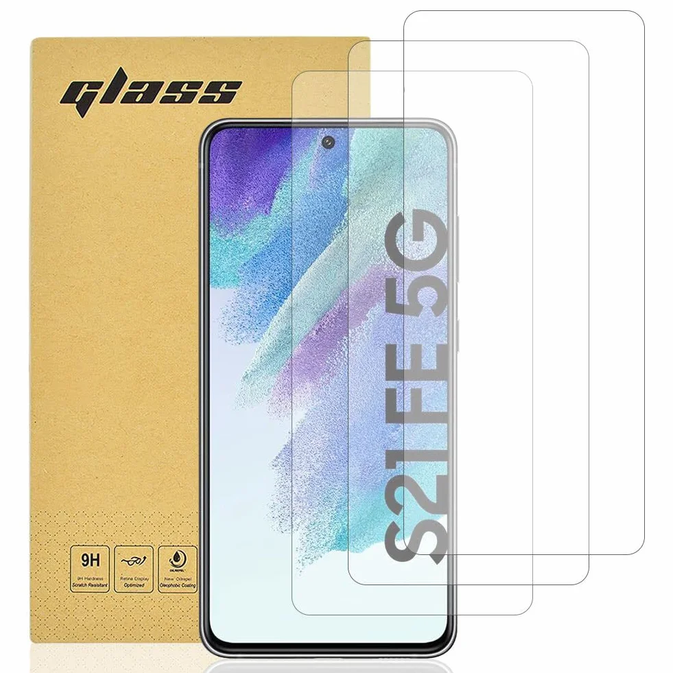 Totill Szkło hartowane kompatybilne z Samsung Galaxy S21 FE, 3 sztuki, bardzo odporne na zarysowania, wysoka rozdzielczość, łatwe w montażu