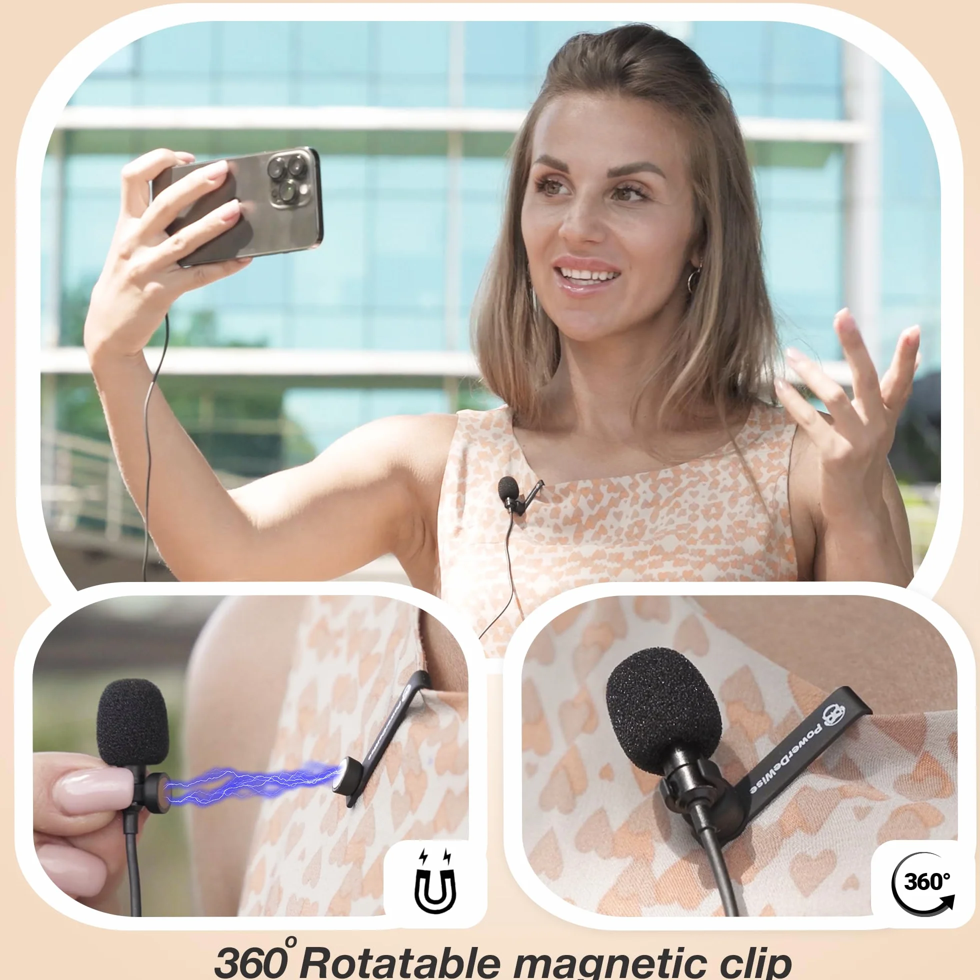 Ulepszony mikrofon krawatowy klasy profesjonalnej 3,5 mm klasy 2022 - idealny do nagrywania wideo ASMR za pomocą telefonu lub aparatu iPhone - mały mikrofon z systemem łatwego przypięcia