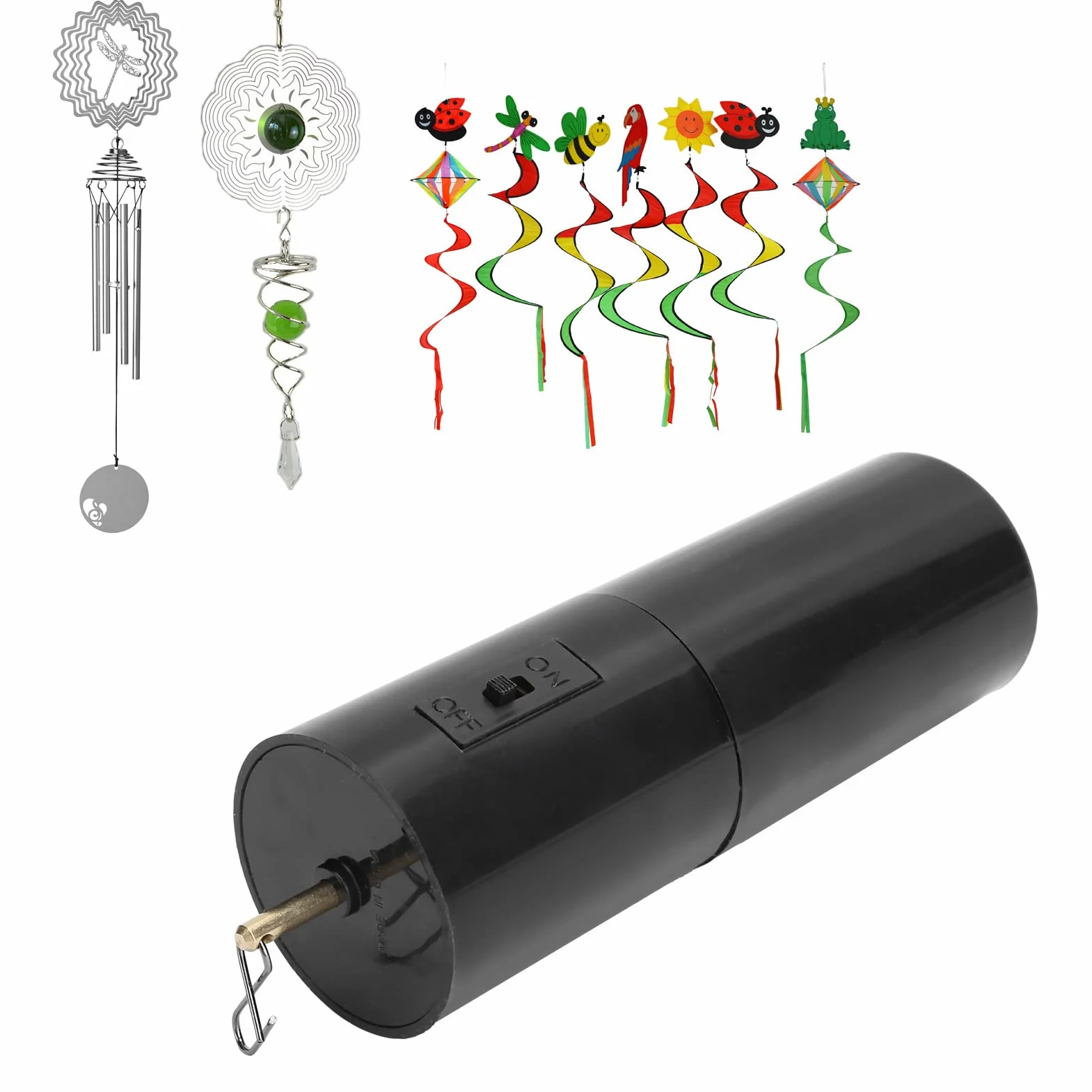 Obracający się Silnik, Spinner Czarny Ornament, z Przełącznikiem do Wiszącego Lustrzanego Wiatru Wiatrowego, Wiatrem, dekoracją ogrodową
