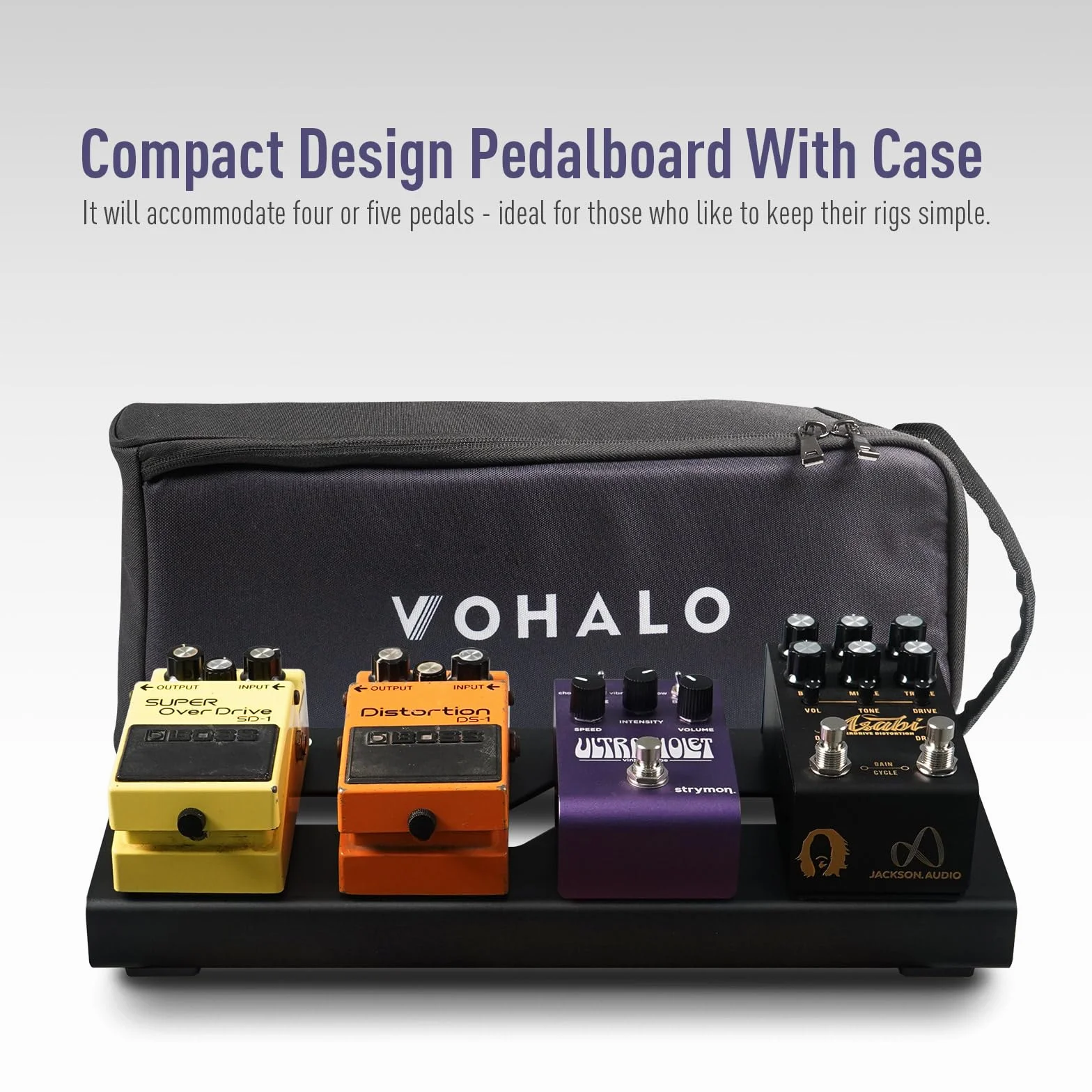 Mini tablica do pedałów gitarowych, efekty gitarowe, kompaktowy pedalboard z pedałami, taśma górska, kabel, kable krosowe, czarne (kombi tablic pedalowych)