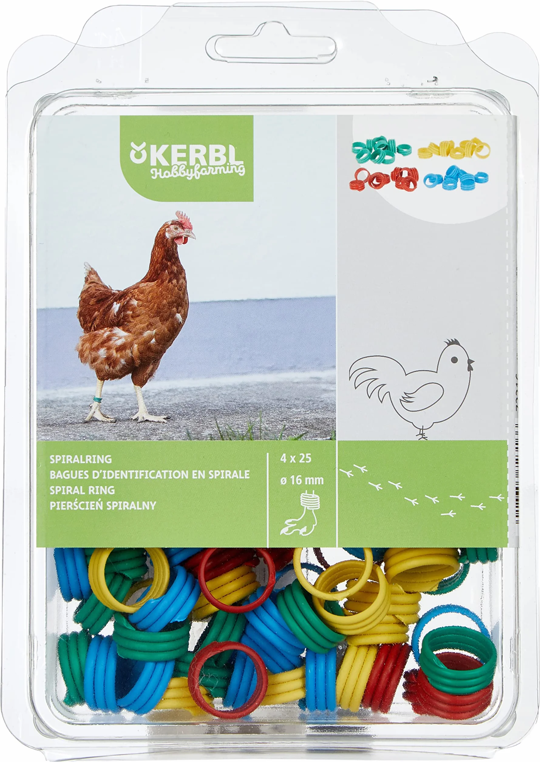 Kerbl Pierścień spiralny 16 mm, tworzywo sztuczne, mieszane kolorystycznie, 100 szt./opakowanie
