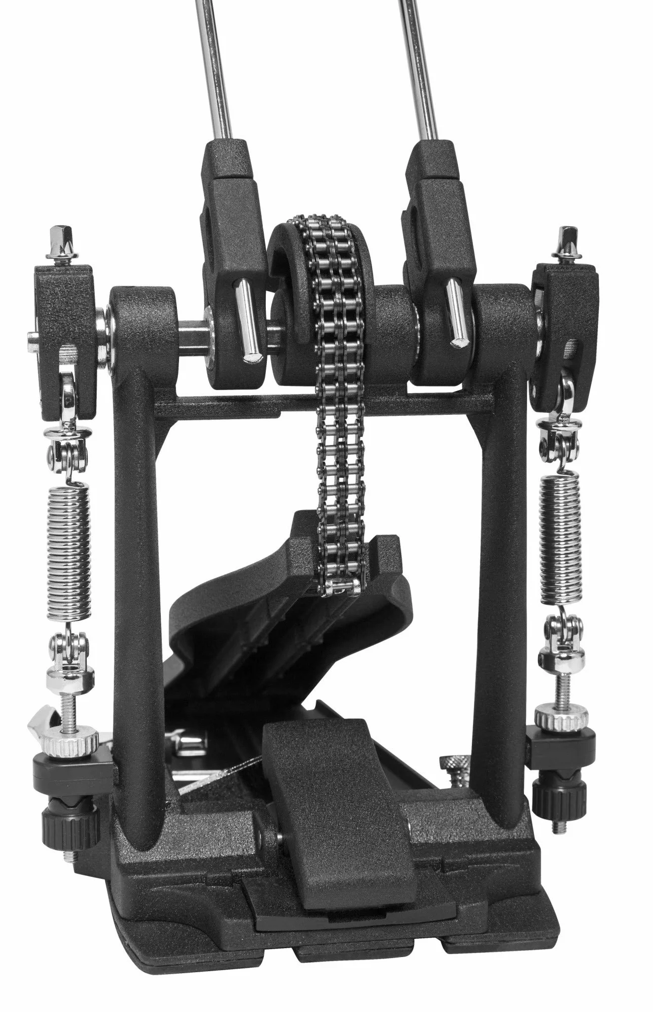 Stagg 52 Series Double Kick Bass Drum Pedal, 4-drożne naganiacze, podwójny łańcuch, blokada pamięci, dołączony klucz do bębna