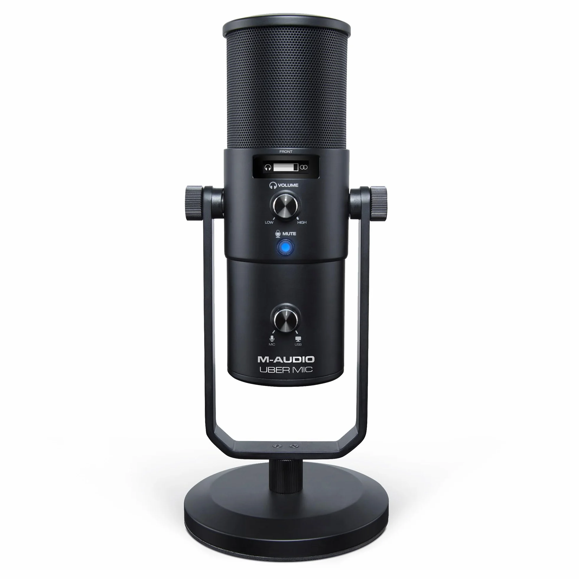 M-AUDIO Uber Mic – Pojemnościowy mikrofon USB do gry, streamingu, podcastów i nagrywania + 4 charakterystyki kierunkowe, wyciszanie, wyj. słuchawkowe