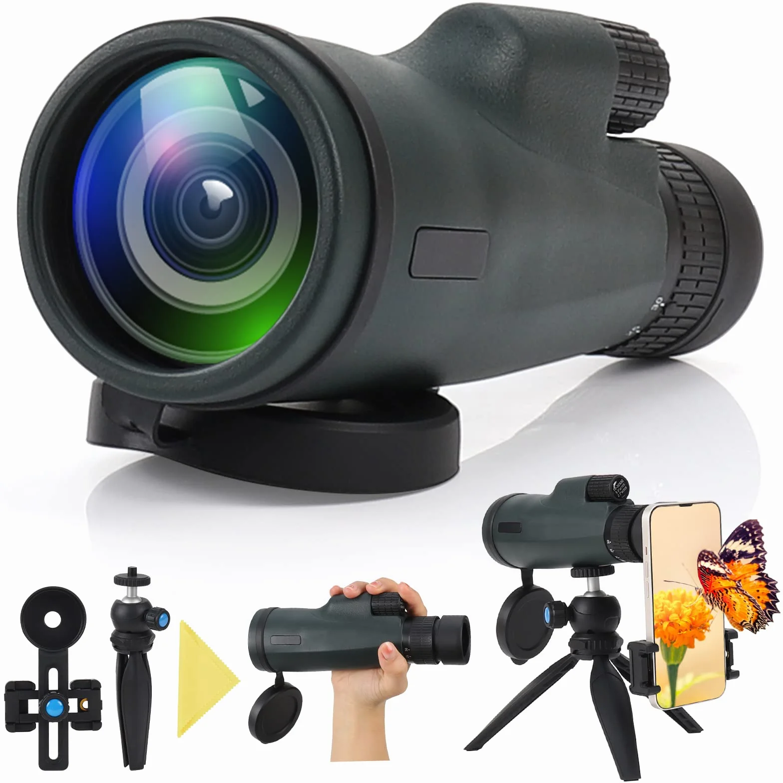 Teleskop monokularowy z zoomem optycznym 10-30 x 50, HD, wodoszczelny, z uchwytem na smartfon i metalowym statywem FMC BAK4, pryzmat do obserwacji ptaków i podróży
