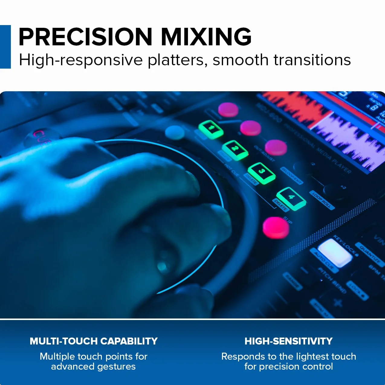 Gemini Sound MDJ-600 - profesjonalny odtwarzacz CD/Media Player z 4 Hot Cues i Auto/Manual Looping, kolorowy ekran, MIDI, 24-bitowy/192 kHz karta dźwiękowa