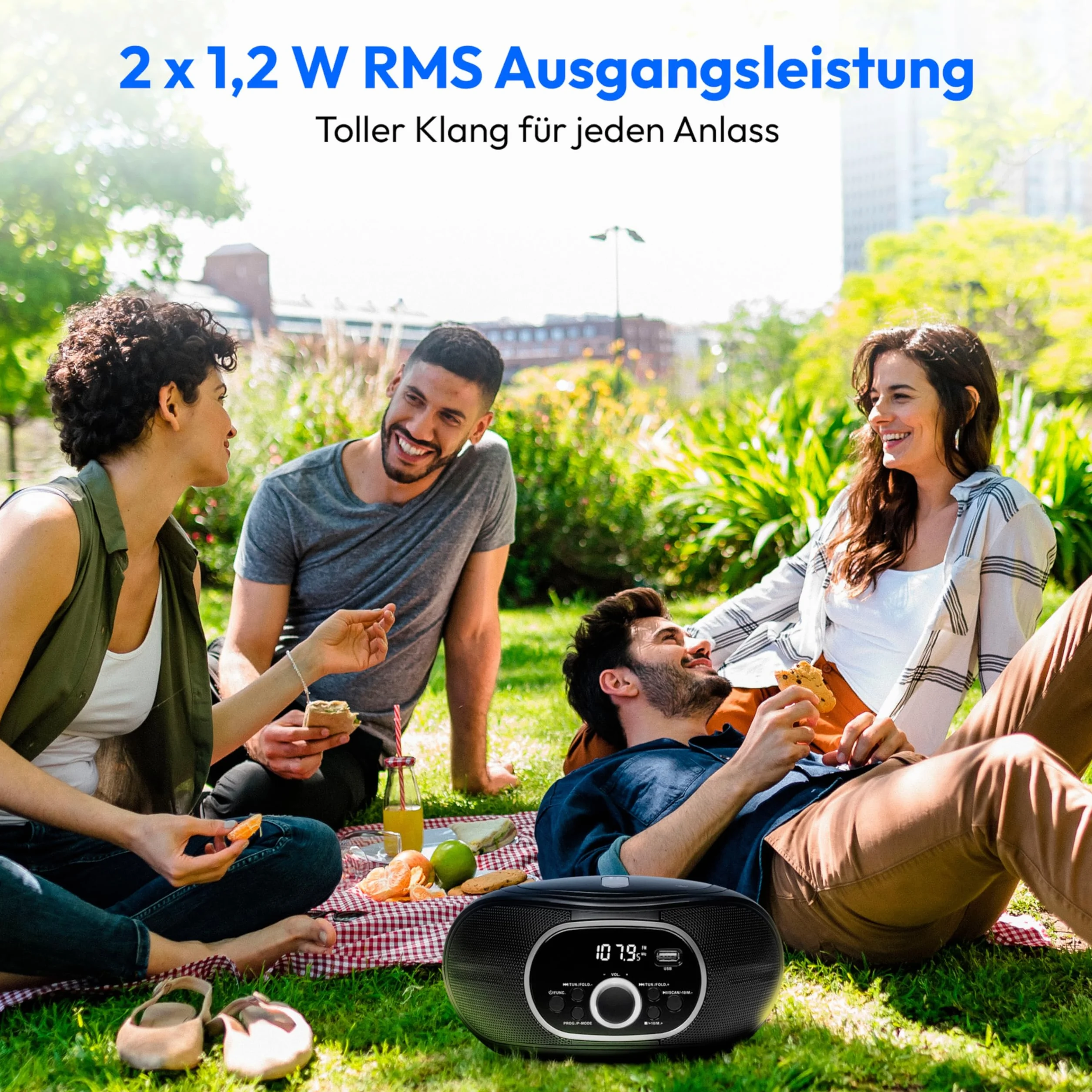 MEDION Przenośny Boombox E65711, odtwarzacz CD/MP3, FM FM, AUX, zasilanie bateryjne, czarny