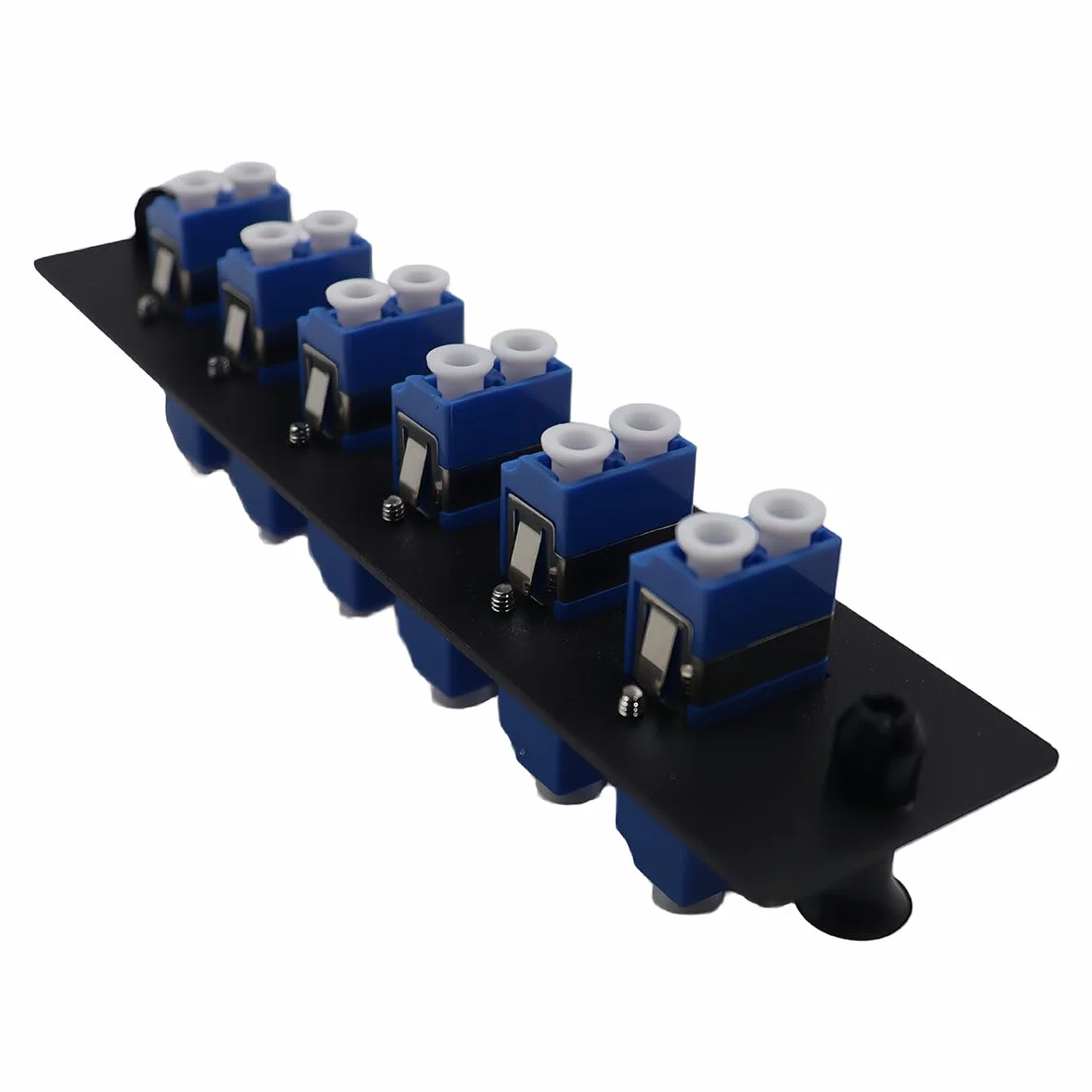 6 adapterów Duplex LCD, panel krosowy LGX-Footprint, wyposażony w 12 złączy z włókna szklanego, obudowa sprzęgła, niebieski adapter LC-UPC