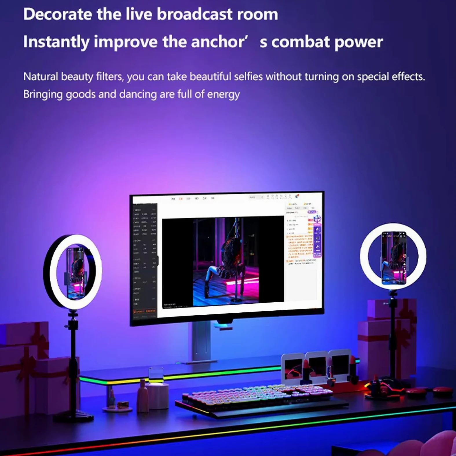 Generic Kolorowy Ekran Komputera USB RGB Podświetlenie LED, łatwa Instalacja, Wiele Trybów Oświetlenia dla 49-calowego Wyświetlacza Biurkowego