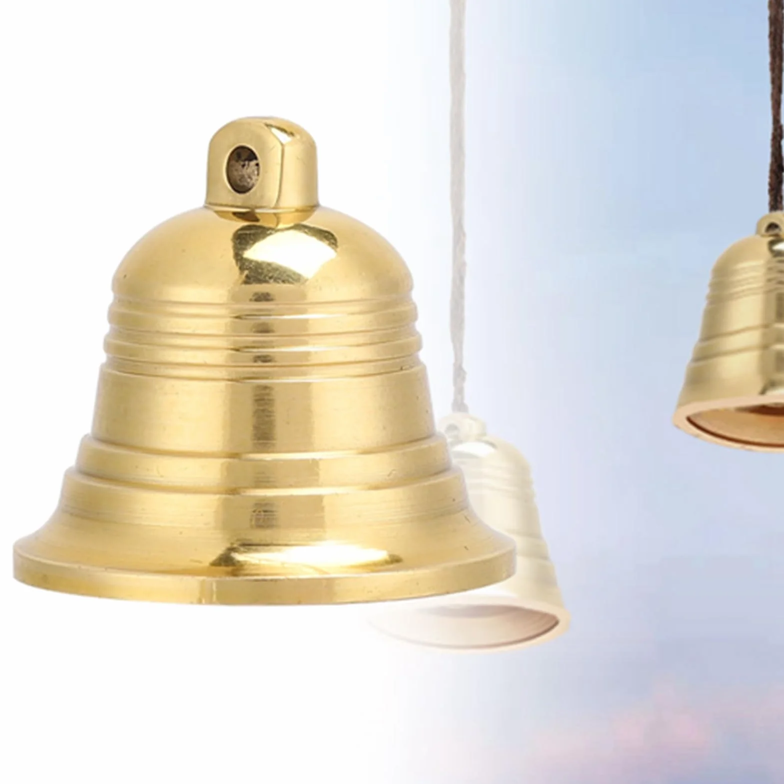 Zerodis Buddyjski dzwonek ręczny, mosiężne dzwonki, 3.9 cm, feng shui, taoistyczny, medytacja, czysty dźwięk, dzwonek wiatrowy, dekoracja domu, Złoty, Retro