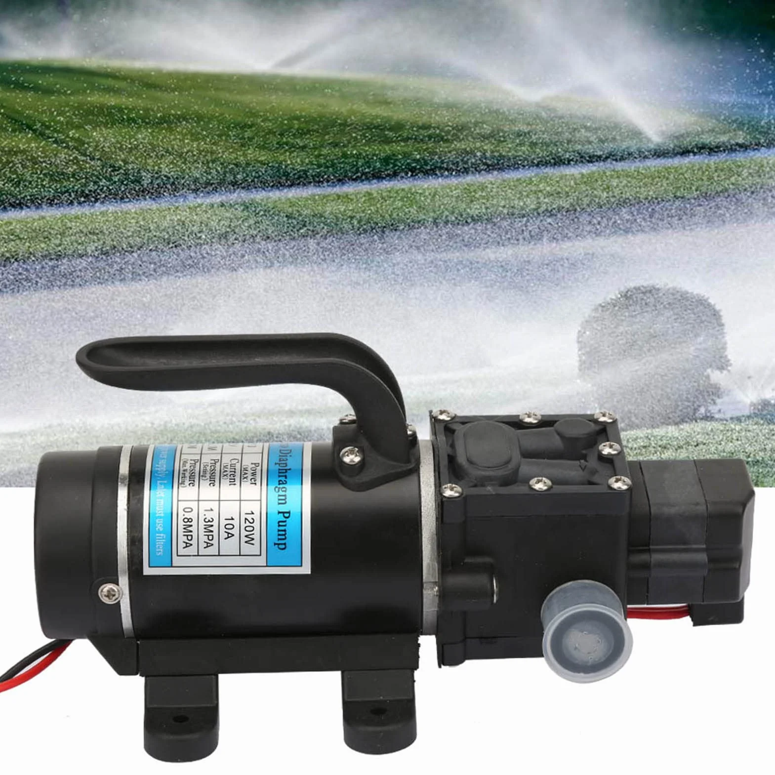 Elektryczna pompa wodna 120 W, 10 l/m, samozasysająca pompa membranowa z urządzeniem zabezpieczającym przed przeciążeniem do myjek wysokociśnieniowych, nawadniania ogrodu, napełniania (12 V/24 V) (12