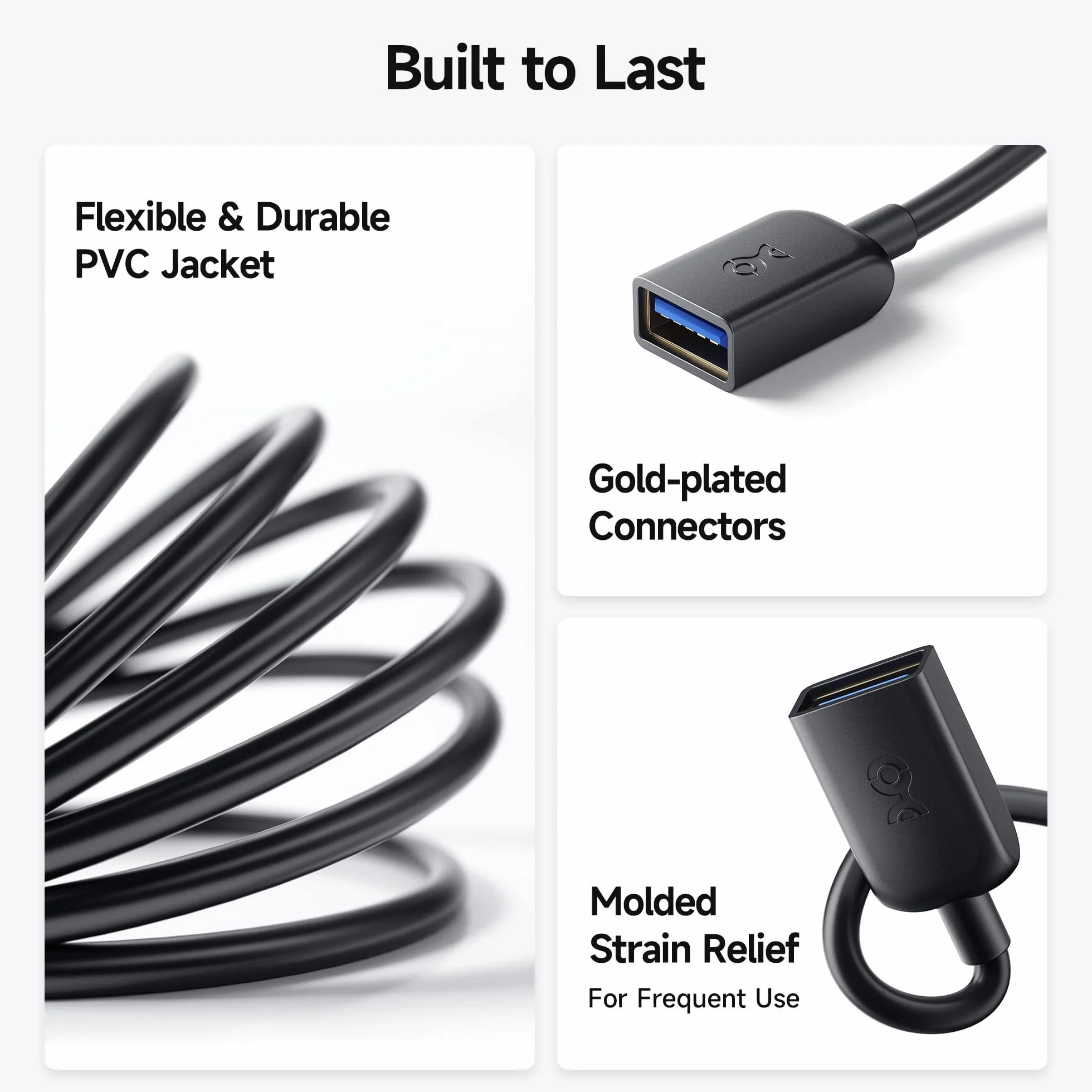 Cable Matters Przedłużacz USB na USB (przedłużacz USB 3 / przedłużacz USB) w kolorze czarnym, 1 m