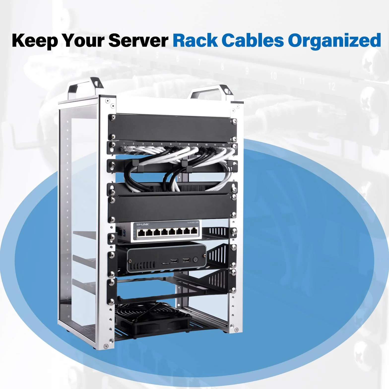 GeeekPi 10 Zoll Server-Rack 0,5U Rack Cable Management Panel z 3 pierścieniami D do DeskPi RackMate T1 i 10 Zoll Server Rack