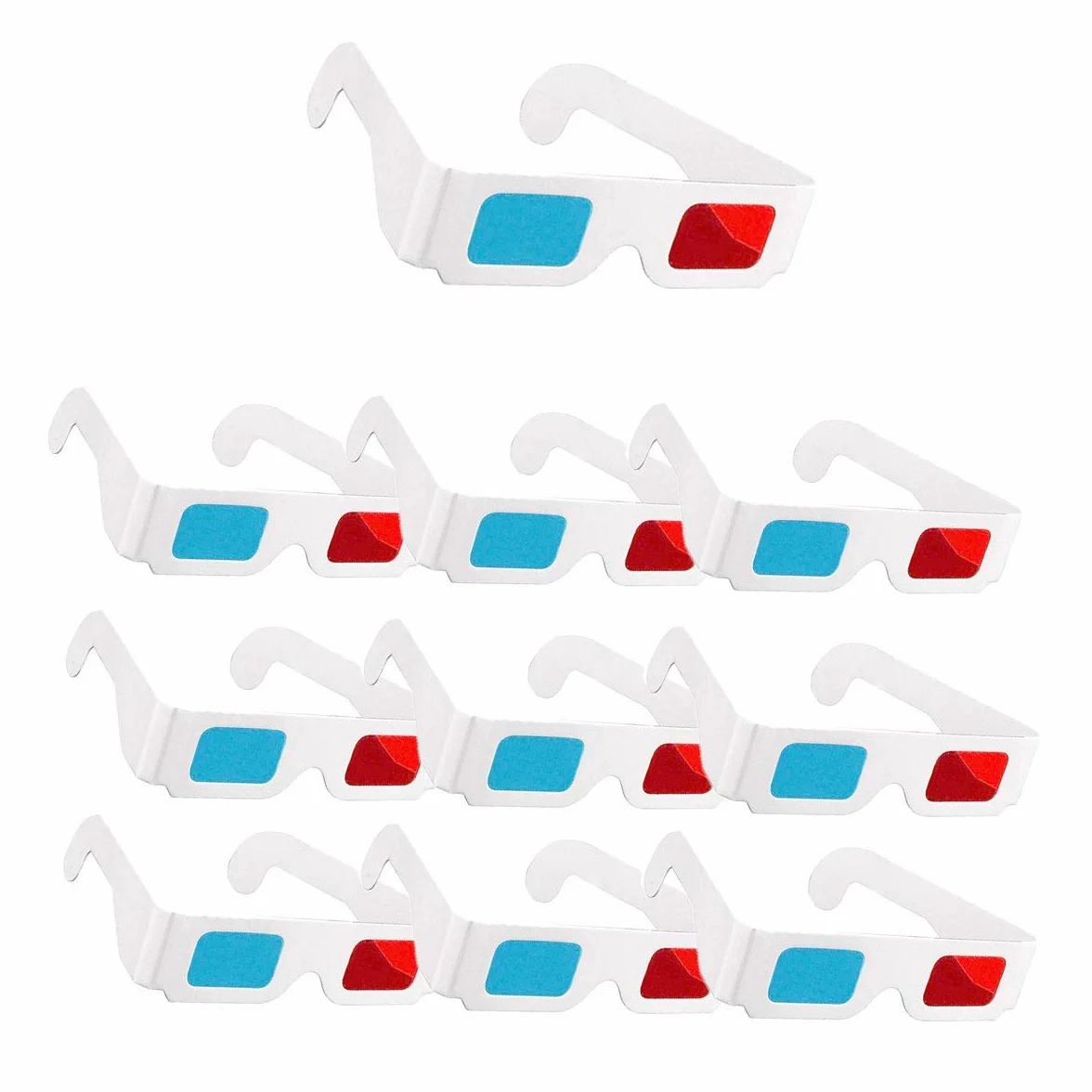 Okulary 3D, 10 par papierowych czerwonych i niebieskich okularów stereo do dekoracji filmowej