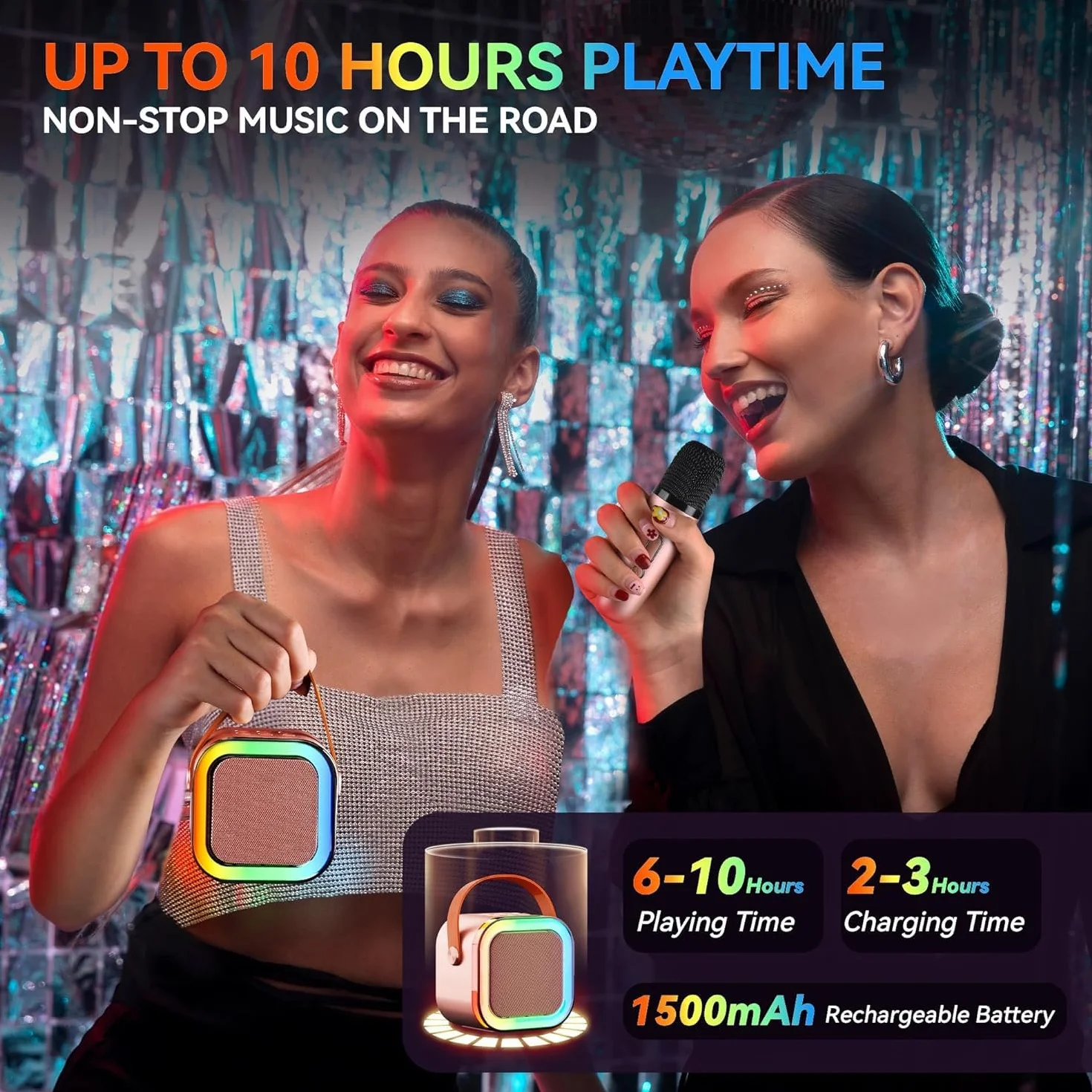 Ankuka urządzenie do karaoke dla dzieci i dorosłych, przenośny mini mikrofon karaoke Bluetooth z 2 bezprzewodowymi mikrofonami i światłem, zabawki dla wszystkich smartfonów, prezent urodzinowy, dla