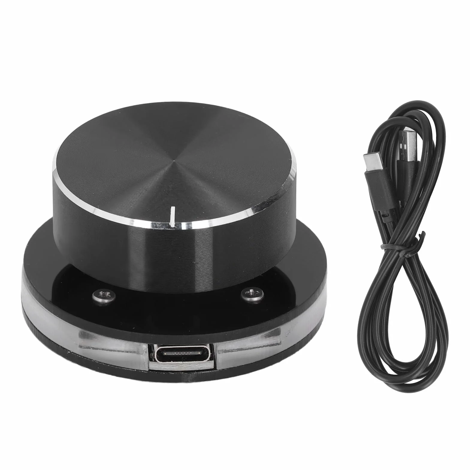 Ausla Pokrętło Sterowania Głośnością USB, Akrylowy Multimedialny Regulator Woluminu Audio z światłem RGB, Konfigurowalny Kontroler Głośności dla Komputerów i urządzeń Mobilnych