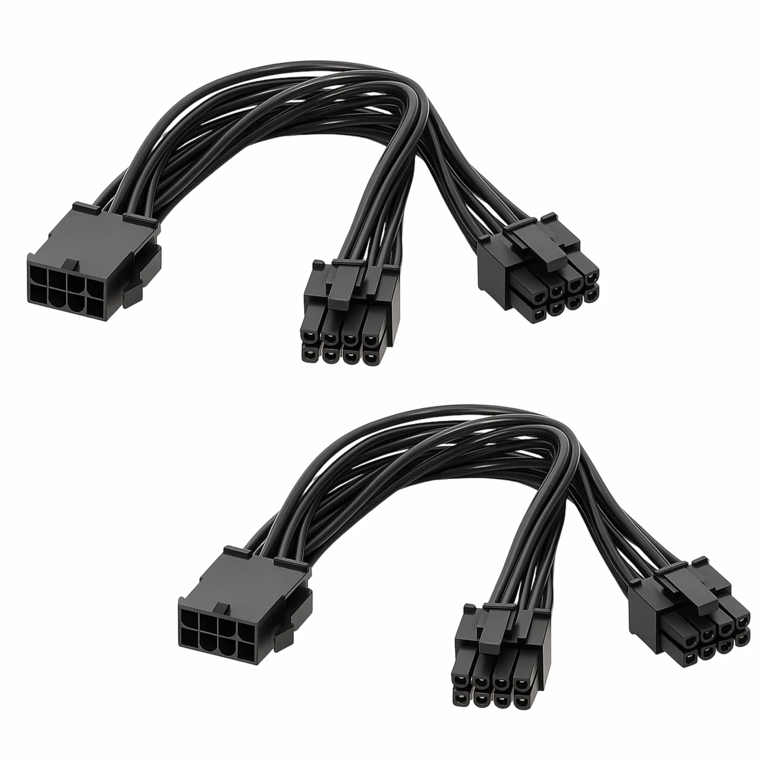 Zestaw 2 kabli PCIe 8-pinowych do Dual PCIe 8-pinowych (6+2), kabel zasilający GPU 22 cm, przedłużenie zasilacza na kartę graficzną, kompatybilność z kartami wideo o dużej mocy, zarządzanie kablami PC