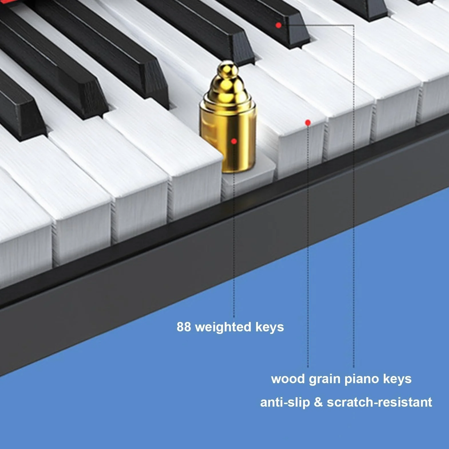 88 Keyboard, klawiatura akumulatorowa z Bluetooth MIDI, składane pianino cyfrowe, przenośne, pełnowymiarowe, dotykowe, elektryczne pianino, wbudowane dwa głośniki, dla początkujących i profesjonalistó