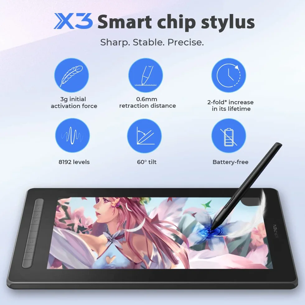XP-PEN Artist 16 2. generacji tablet graficzny, monitor graficzny 15,4 cala, X3 Smart Chip Pen z 10 przyciskami szybkiego dostępu, 127% przestrzeni kolorów sRGB, wyświetlacz do szkicowania, rysowania