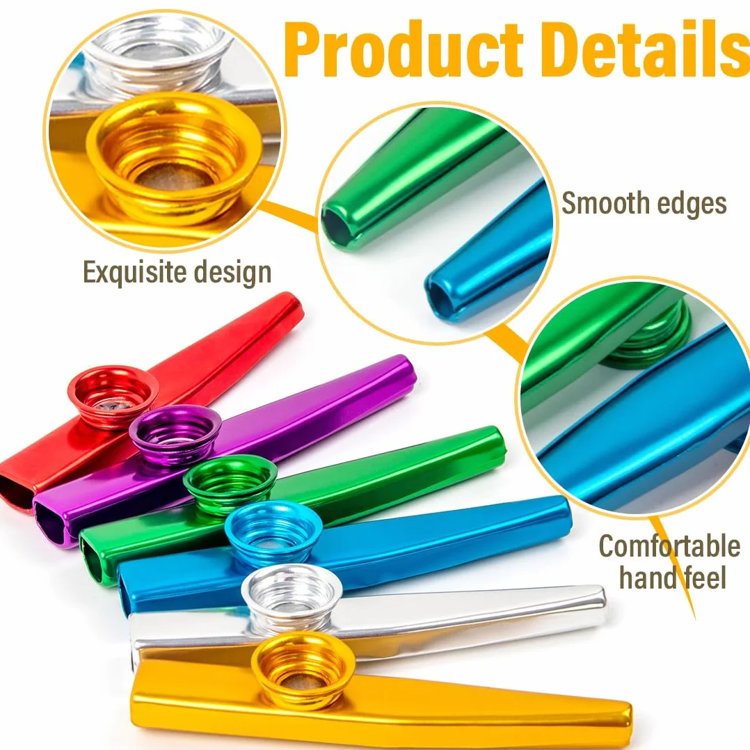 6 Sztuk Metalowe Kazoo - Przenośne Mini Kazoo w 6 Kolorach Dla Dzieci