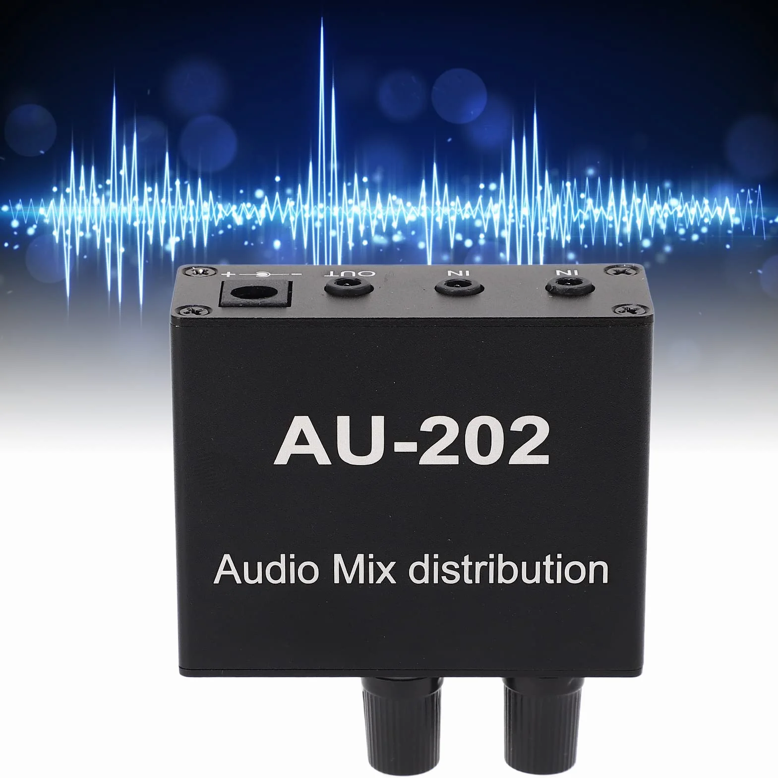Mini Mikser do Dystrybucji Dźwięku z Zasilaczem, 100-240 V 2 Wejścia 2 Wyjścia Stereo Lupa Dystrybutor Akcesoria Audio