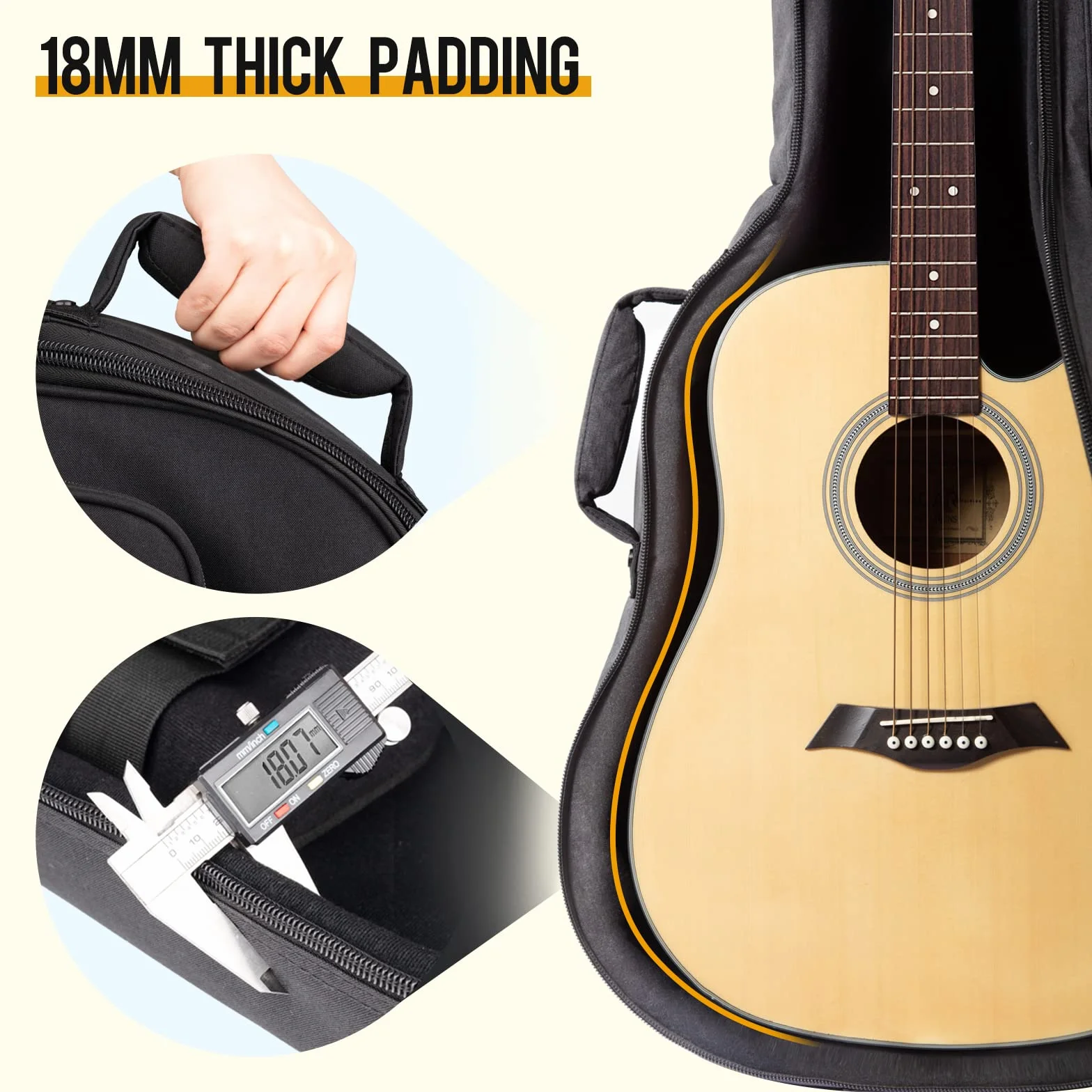 CAHAYA Torba na gitarę Gig Bag wyściełana torba 18 mm wodoszczelna torba na gitarę, czarny, No