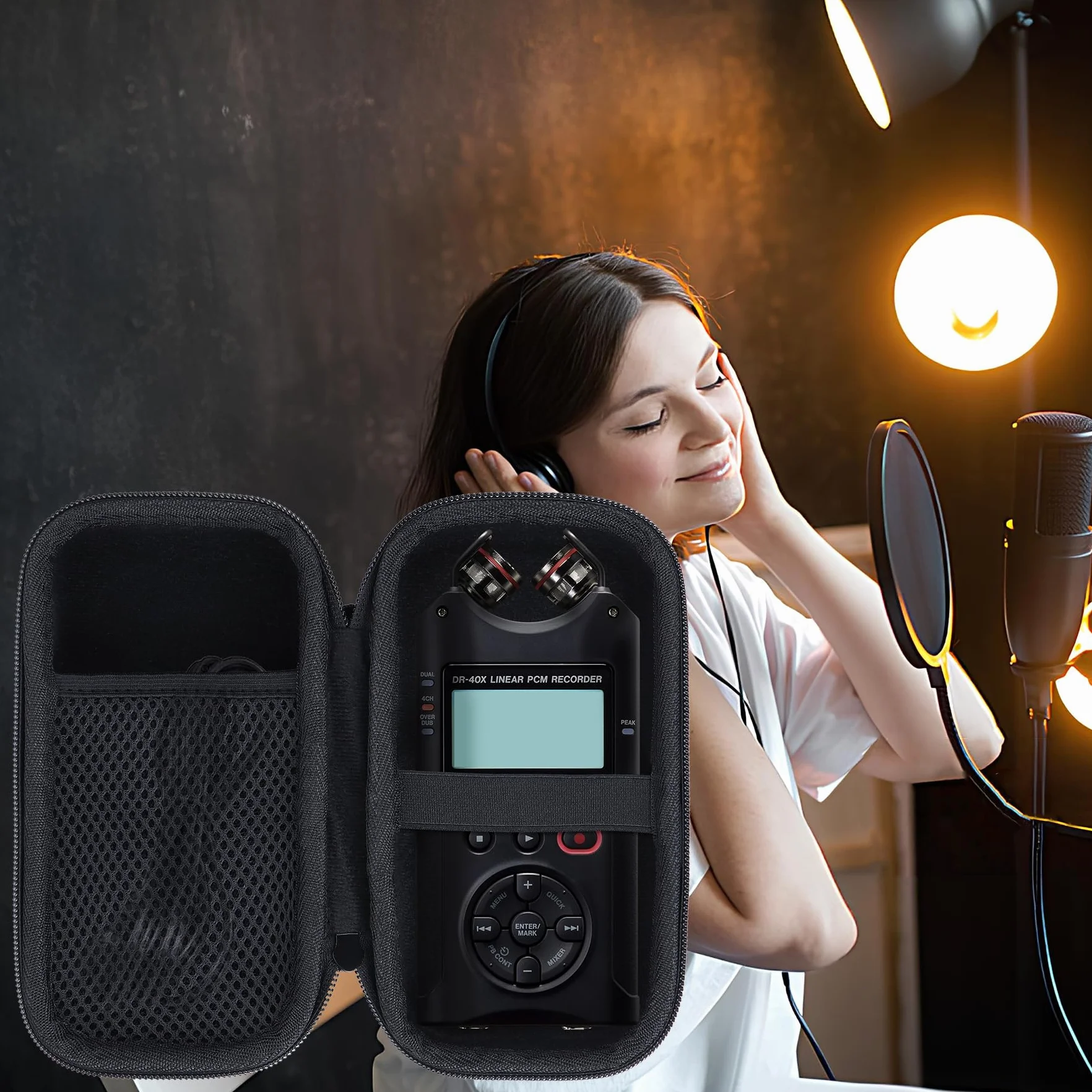 Lebakort Twarde etui ochronne etui pokrowiec do Tascam DR-07X /DR-07XP /DR-40X przenośny czterordrożny rejestrator audio