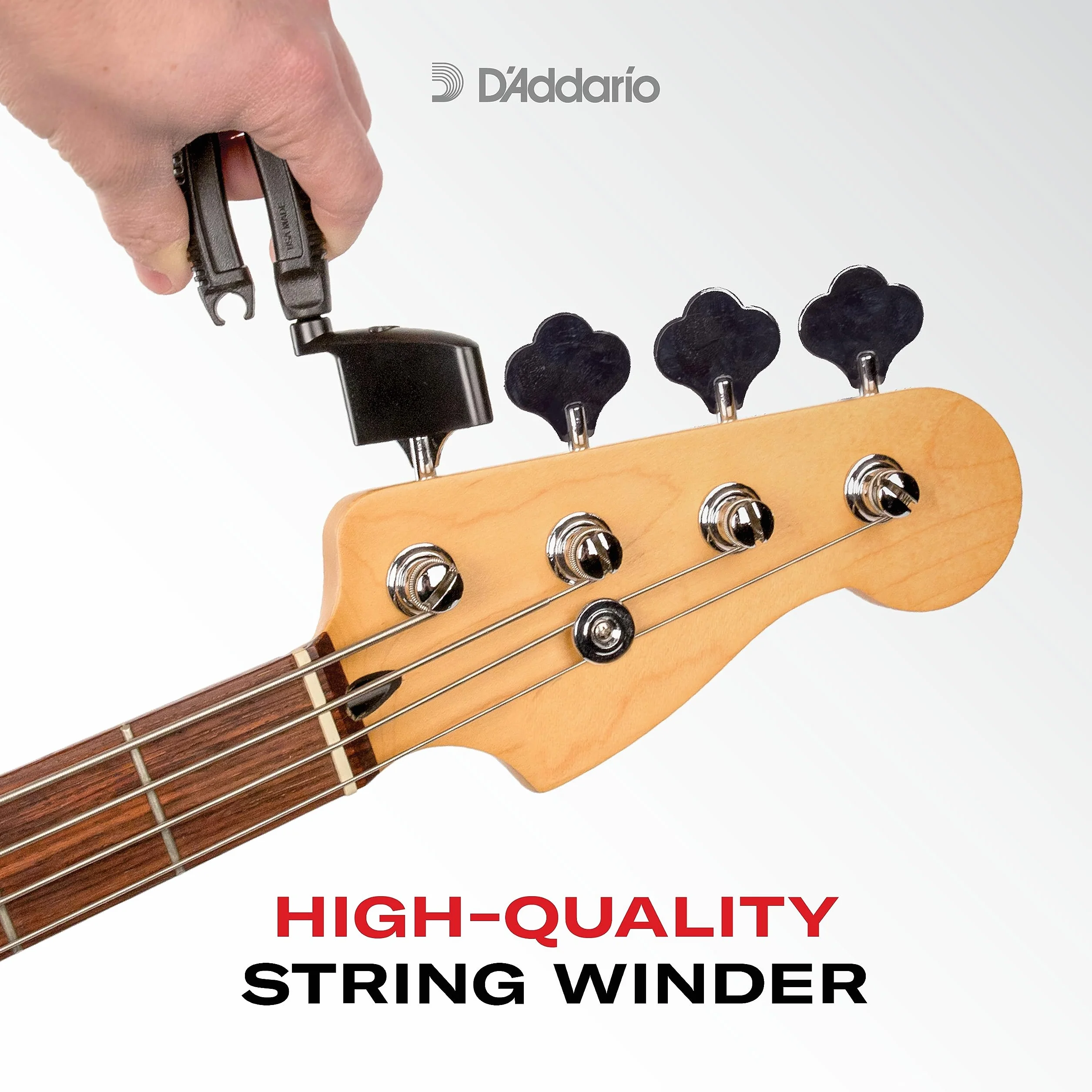 D'Addario Accessories Bass Pro-Winder – nawijarka strun do gitary basowej, obcinacz strun basowych, ściągacz do mostków do gitary basowej – najlepsze ergonomiczne narzędzie basowe wszystko w jednym