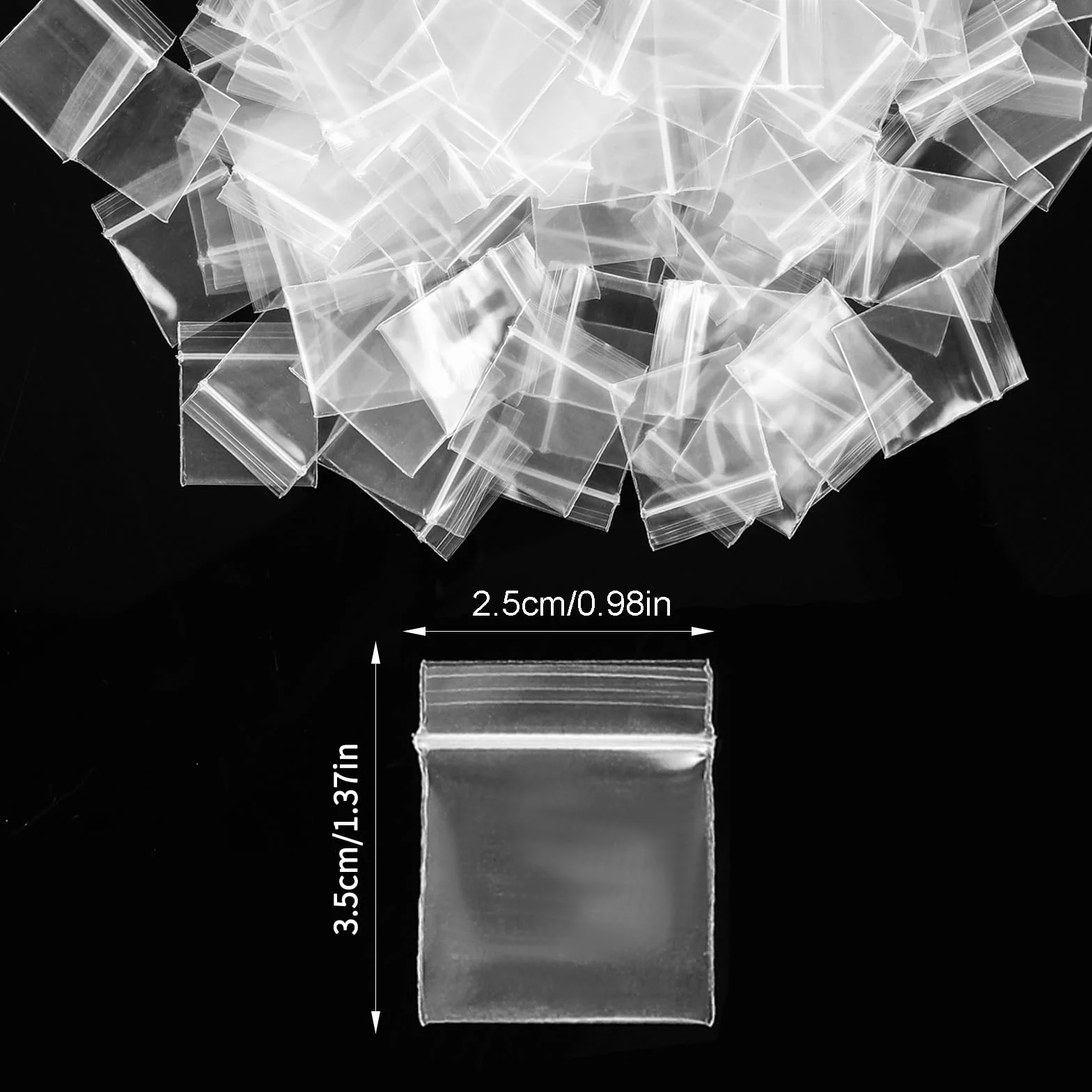 200 sztuk mini torebek strunowych, 25 mm x 30 mm, torebki plastikowe, z zamkiem błyskawicznym, wielokrotnego zamykania, worki foliowe, woreczki z szybkim zamknięciem