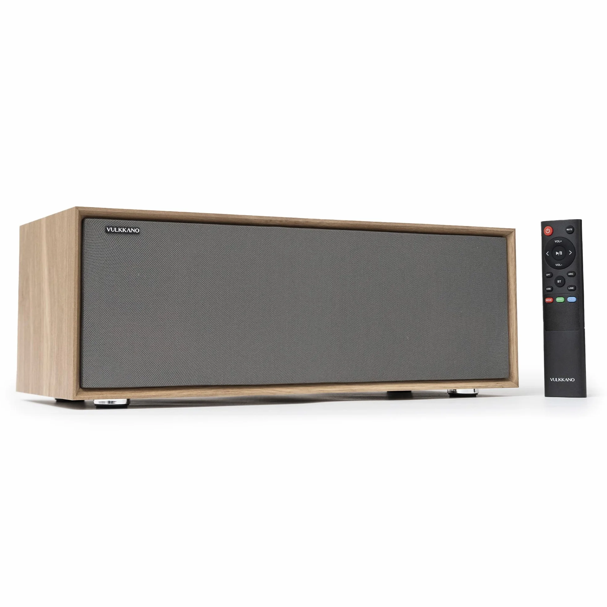 VULKKANO T50 ARC Aktywny Głośnik Stacjonarny o mocy 50 W, 4-calowy dwururowy głośnik niskotonowy, HDMI ARC, Bluetooth 5.0, RCA, AUX, USB, wyjście na subwoofer, pilot, Głośnik do Telewizora, Brązowy