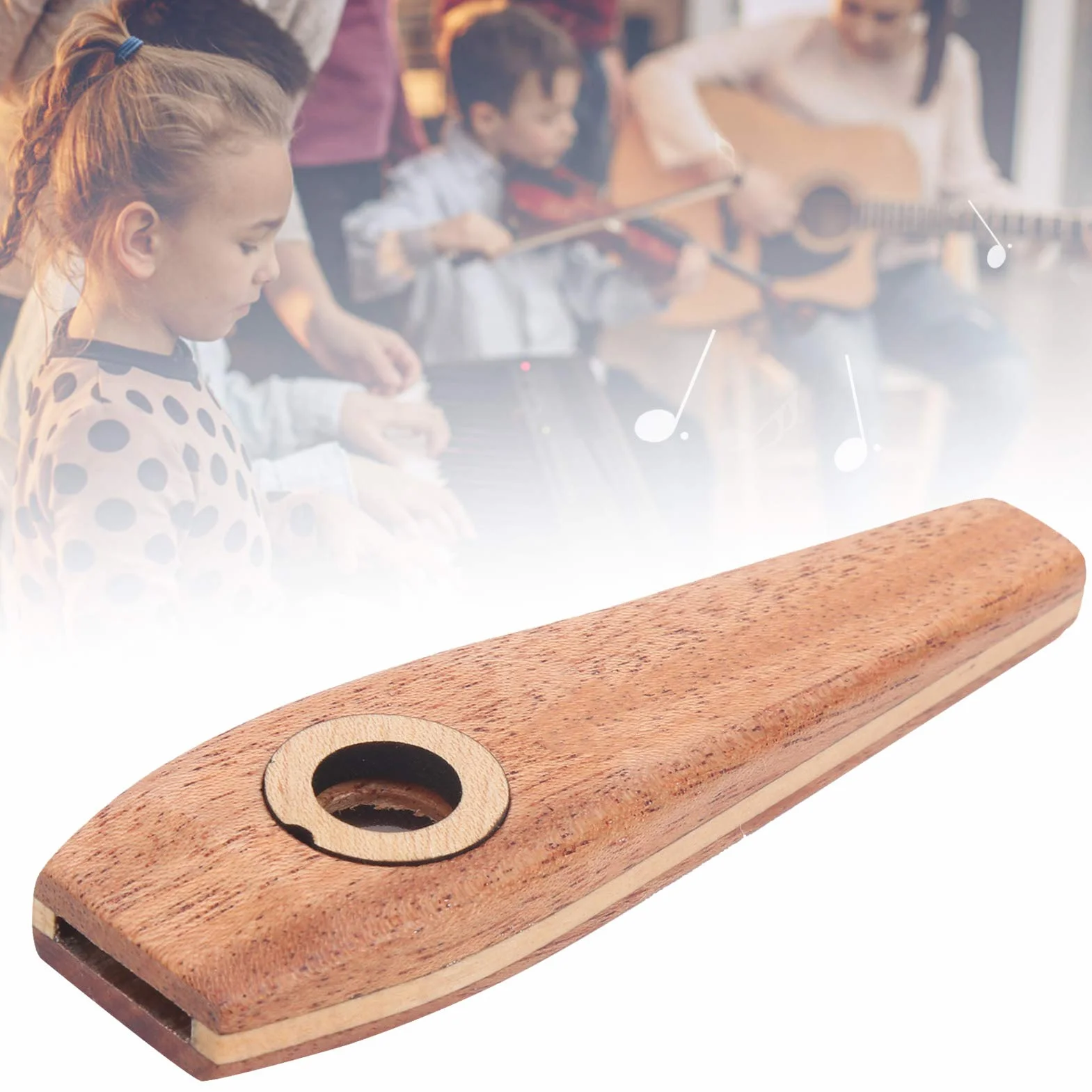Drewniany kazoo, piękny duży drewniany flet kazoo, przydatny dla miłośników muzyki w klubie muzycznym dla początkujących do występów na świeżym powietrzu