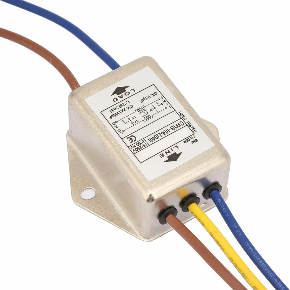 Filtr EMI 125 V 250 V filtr jednofazowy filtr mocy EMI filtr zakłóceń elektromagnetycznych CW1B-10A-L