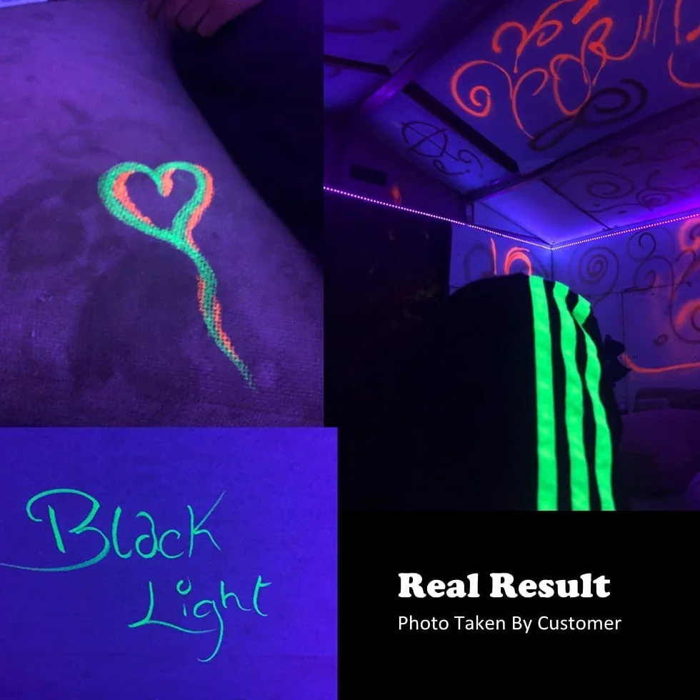 10M UV LED czarne światło ledowe zestaw taśm z pilotem zdalnego sterowania, 12 V/2 A, elastyczne mocowania czarnego światła do fluorescencyjnych zabaw tanecznych, oświetlenie sceniczne na