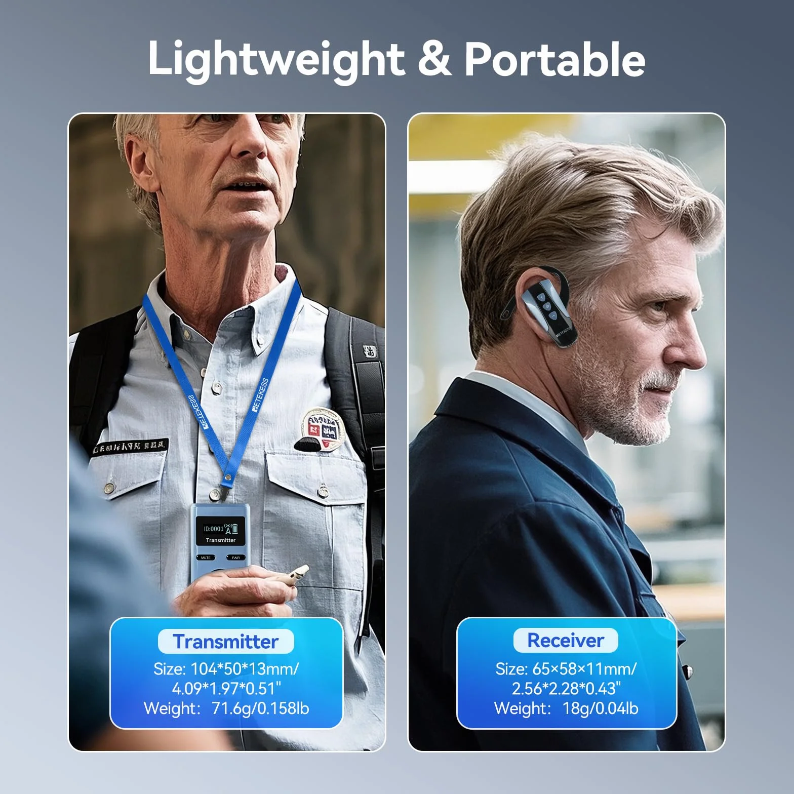 Retekess TT106S Bezprzewodowy System Tour Guide, Słuchawki Tour Guide, Sterowanie Jednym Dotknięciem, 2.4G,Port ładowania USB, dla Grup Turystycznych, Sesje Szkoleniowe (1 Nadajnik, 15 Odbiorników)