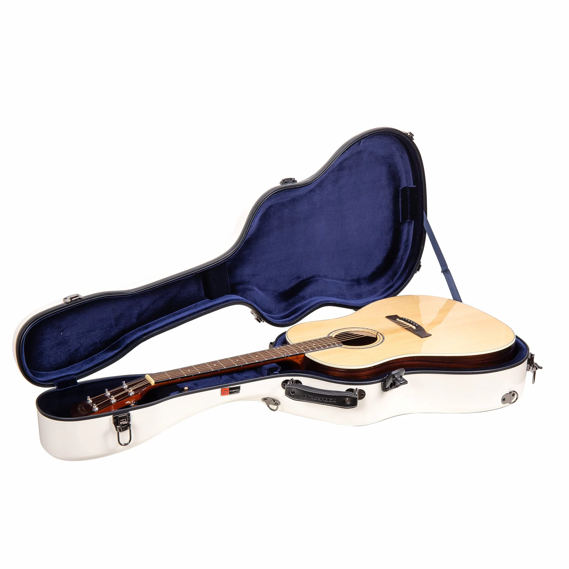 Crossrock Walizka na gitarę akustyczną Dreadnought z włókna szklanego – pasuje do Gibson J45, autora piosenek, Southern Jumbo, Dove i Hummingbird – mleczna biel