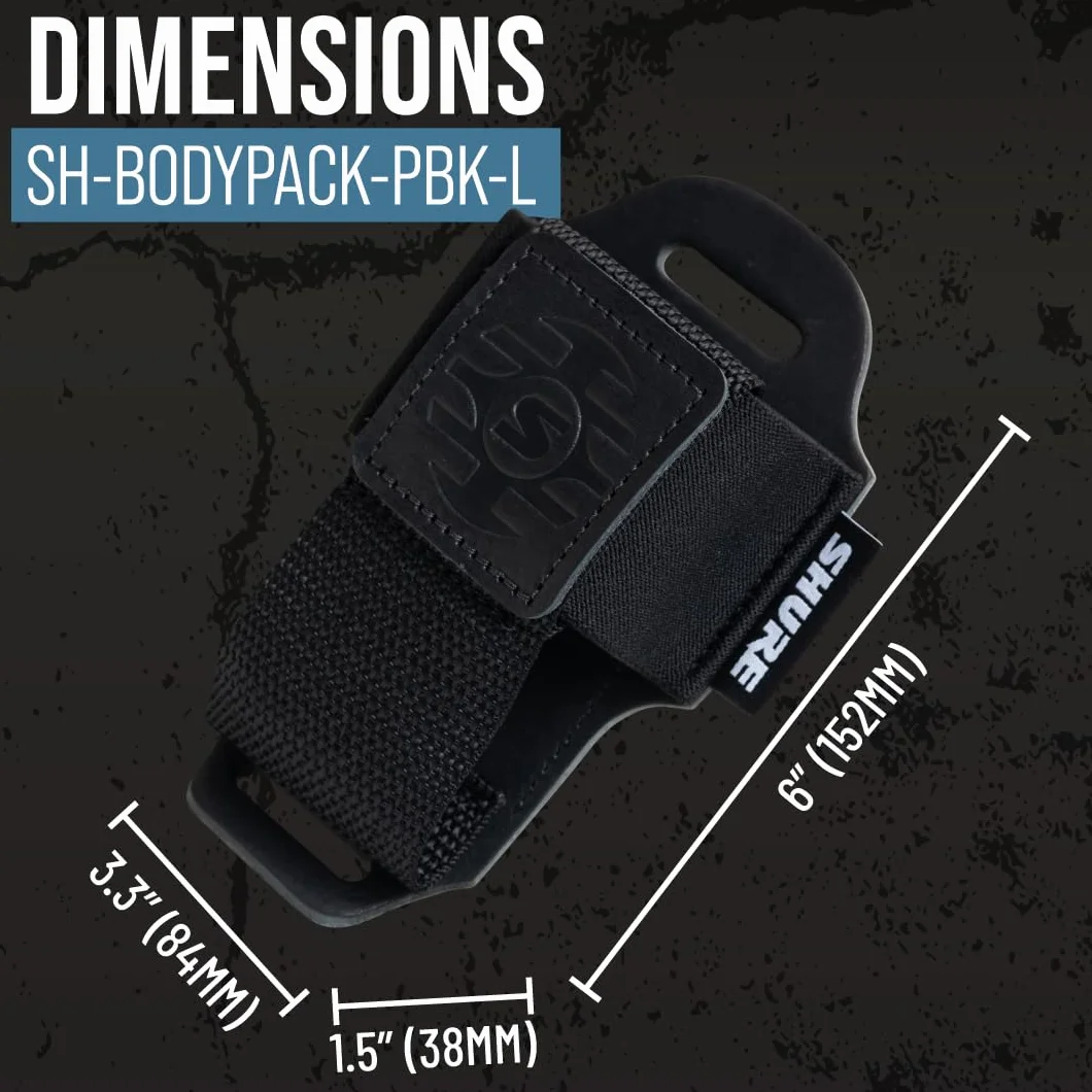 Shure Premium skórzana saszetka na pasek do bezprzewodowego nadajnika mikrofonu, czarna (SH-BODYPACK-PBK-L)