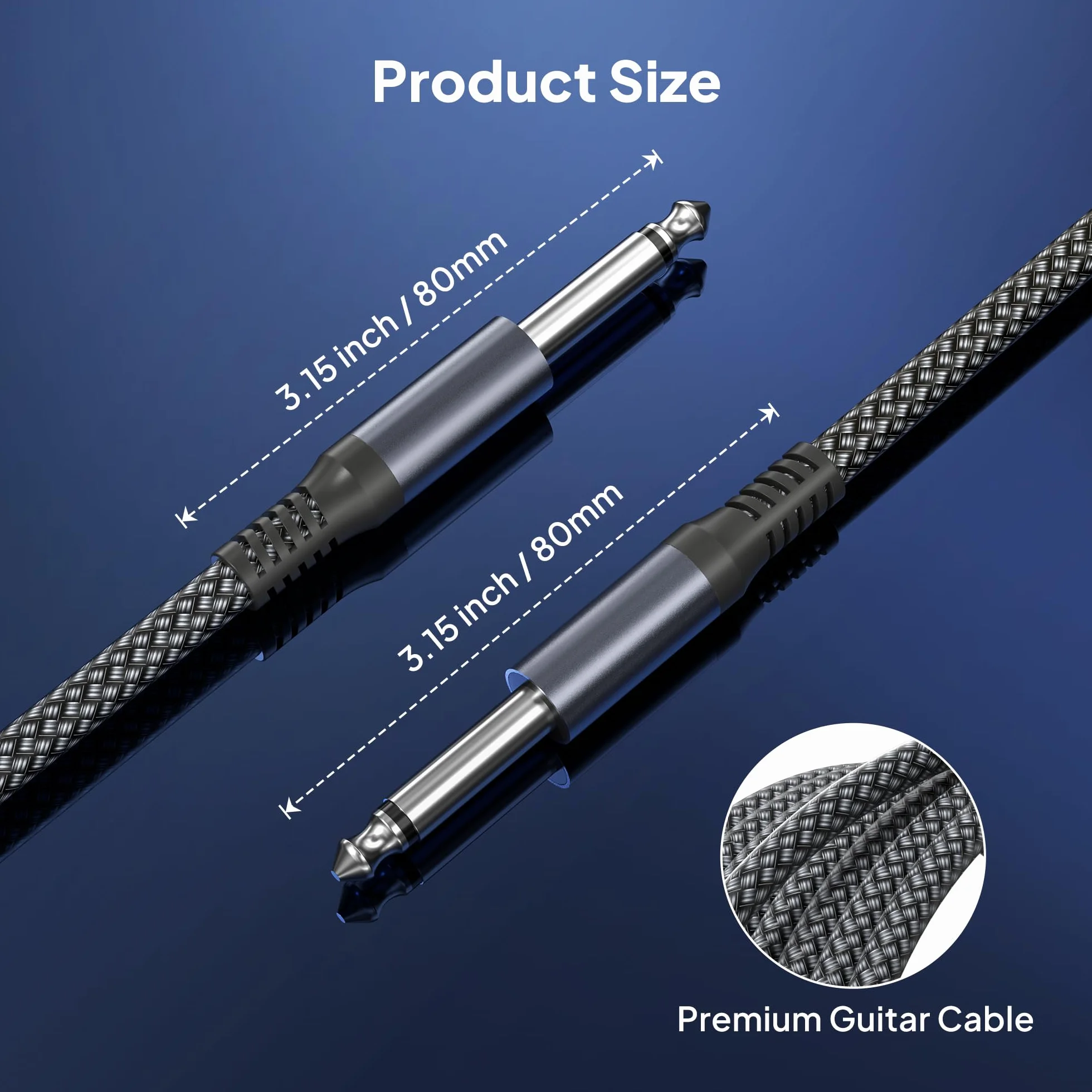 Elebase Kabel gitarowy 1/4 cala TS 1M, 2 PCS, mono prosty 6,35 mm, przewód audio męski-męski do gitary elektrycznej, basu, klawiszy, wzmacniaczy, głośników, efektów