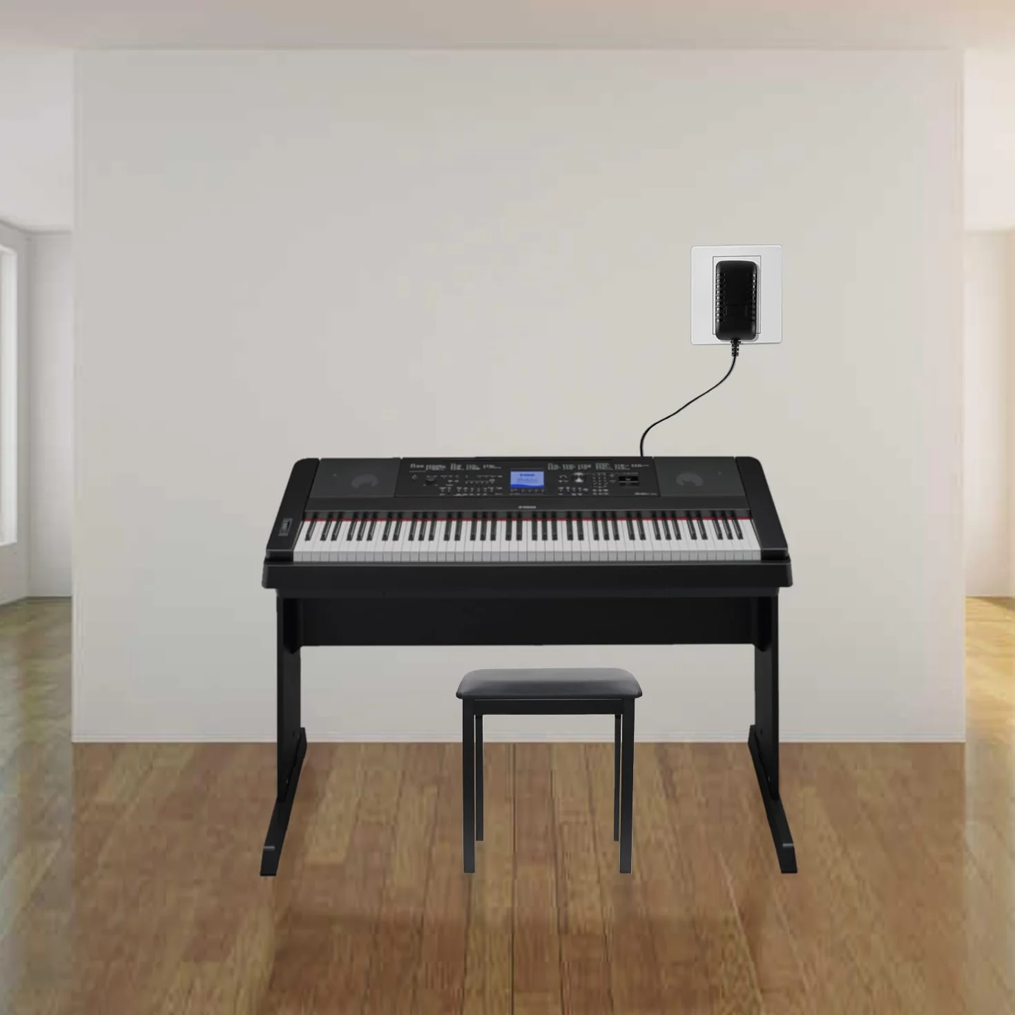 12 V adapter ładowarka zasilacz kabel do ładowania kompatybilny z Yamaha Piano Keyboard PSR-E383, PSR-F52, PSR-E473, PSR-78, P-145, P-225, NP-15, NP-35, PA-130, PA-150b, P125, EZ-220