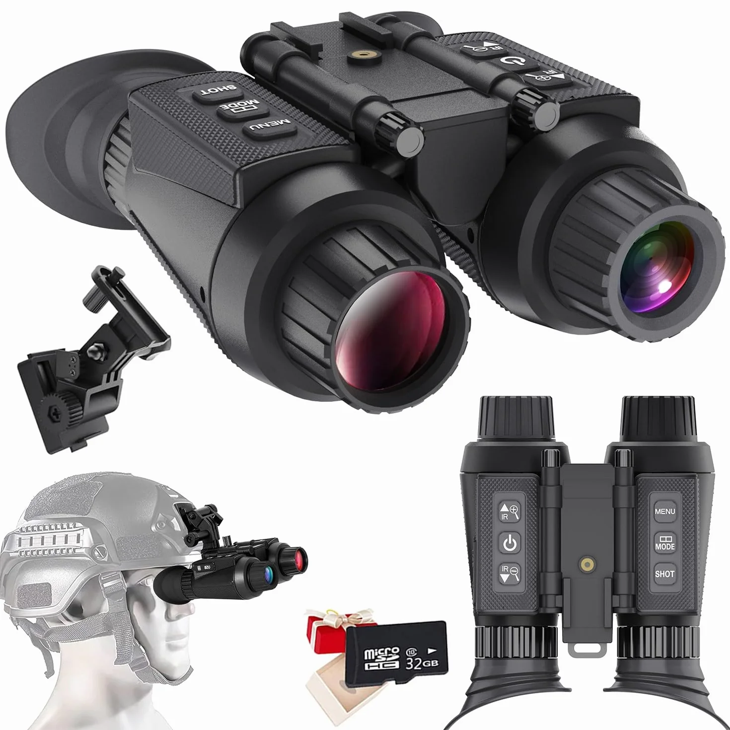 Noktowizor z efektem widzenia 3D, na podczerwień, cyfrowy zoom 8x, całkowicie niezależne, regulowane okulary noktowizyjne, lornetka myśliwska, noktowizor i dzień, wojskowy kask NGV dla