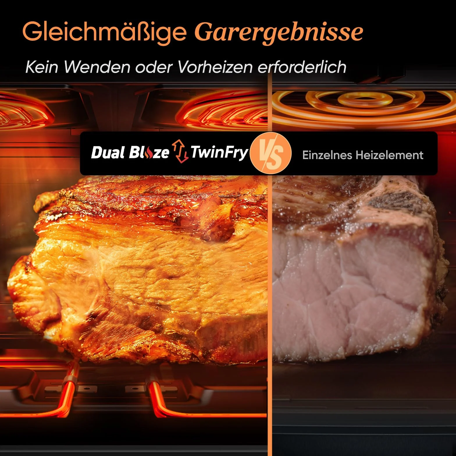 COSORI Frytkownica na gorące powietrze, 2 komory, Dual Blaze TwinFry 10 l, z 4 rurami grzewczymi i elastycznymi komorami, równomierne rozprowadzanie ciepła, temperatura do 240 °C, czarna