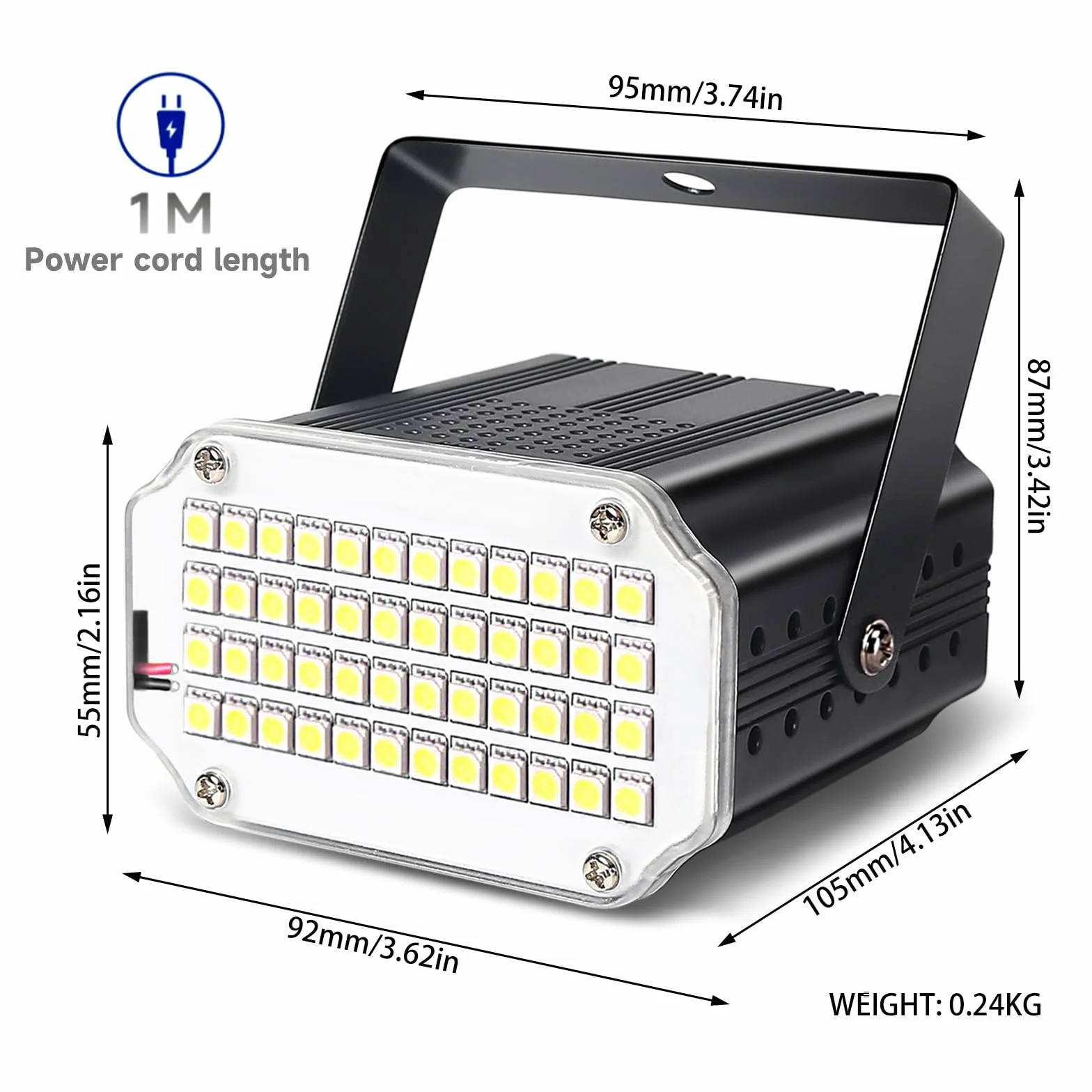 48 diod LED stroboskopowe, stroboskop, sterowane muzyką, światło błyskowe na imprezy, stroboskop, białe światło, na imprezę, dyskotekę, aktywowany dźwięk, stroboskop, światło stroboskopowe, efekty