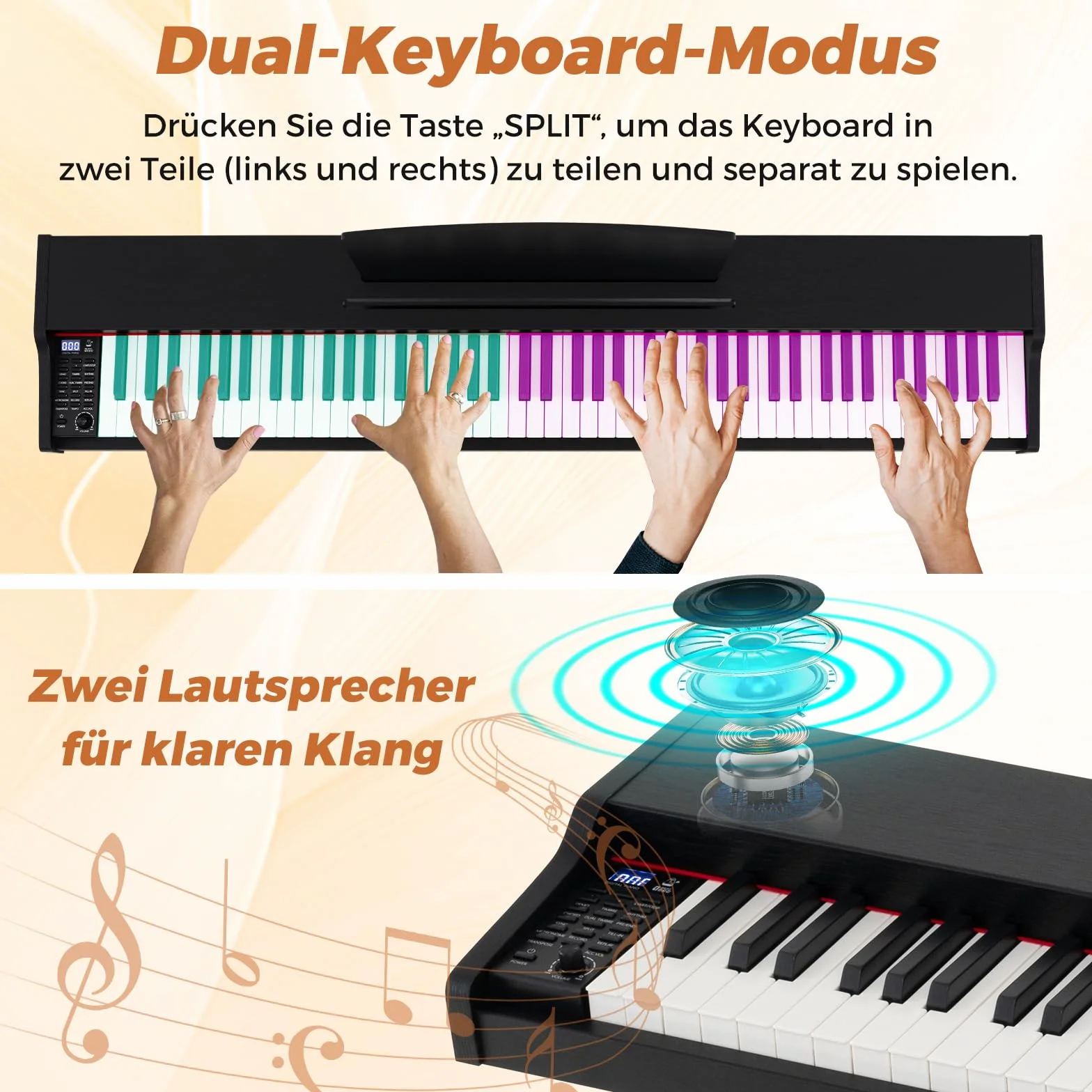 COSTWAY Keyboard Piano 88 klawiszy, pianino cyfrowe z regulowanym stojakiem, potrójnym pedałem i stojakiem na nuty, 2 w 1